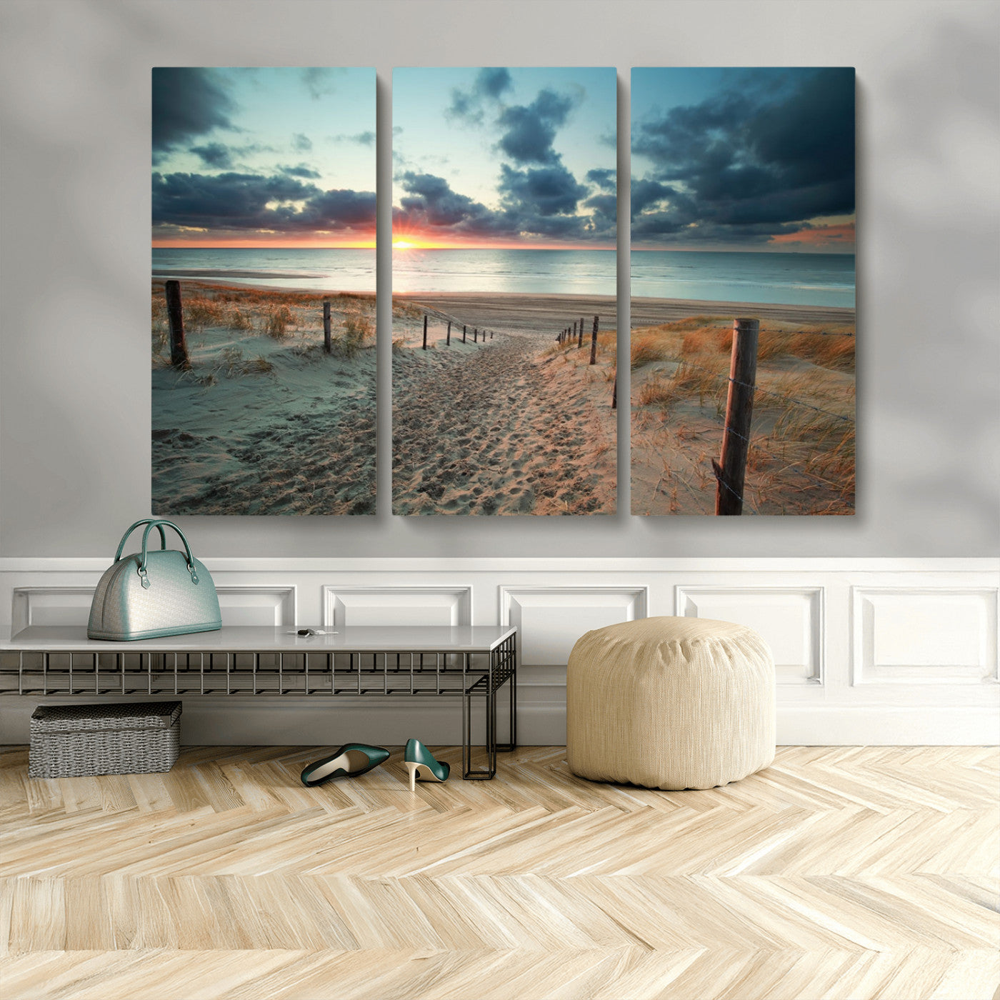 25788-MGV-CV-36X24-Sunset Beach Path Wall Art – Scenic Coastal Dunes and Ocean Canvas Print, Tranquil Seaside Landscape Decor for Living Room or