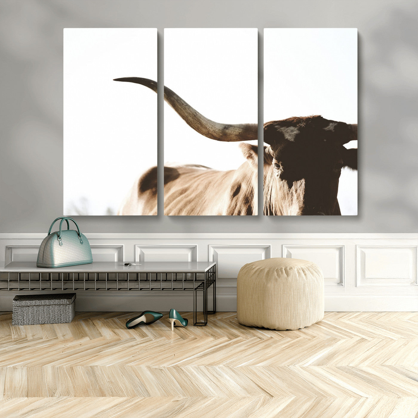 35866-MGV-CV-36X24-Texas Longhorn Wall Art – Rustic Western Bull Canvas Print, Farmhouse Animal Photography Decor for Living Room, Office, or Ranch
