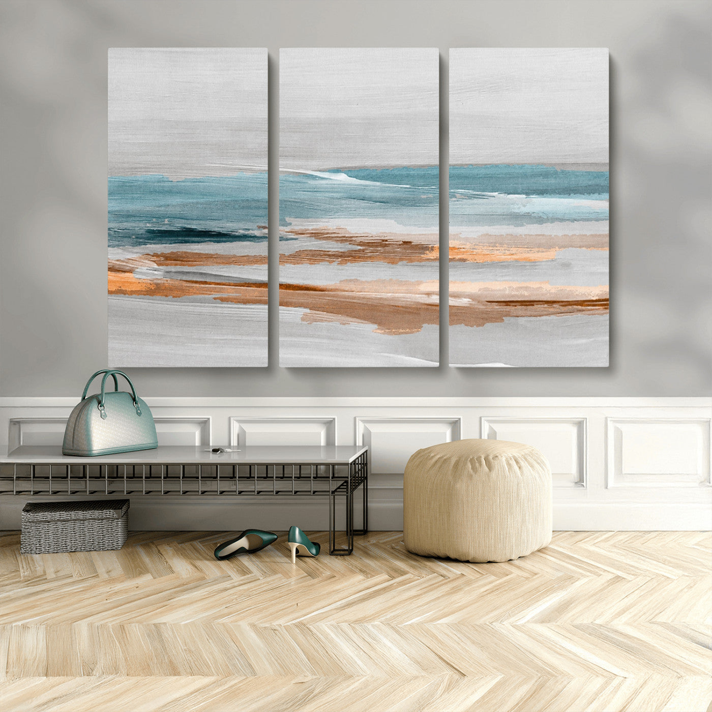 23430-MGV-CV-36X24-Abstract Coastal Wall Art – Modern Ocean Horizon Canvas Print, Minimalist Beach Scene Painting for Bedroom, Living Room, Office or