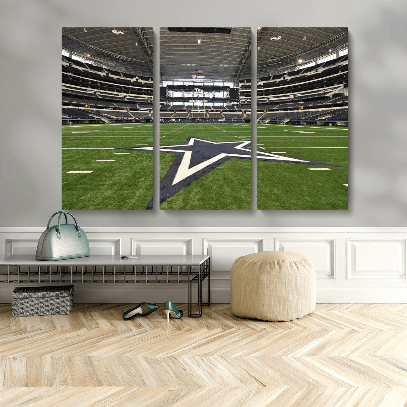 14834-MGV-CV-36X24-Dallas Att Stadium Wall Art Canvas Print, Framed Texas NFL Stadium Art Picture Print, American Football Stadium Perfect Sports