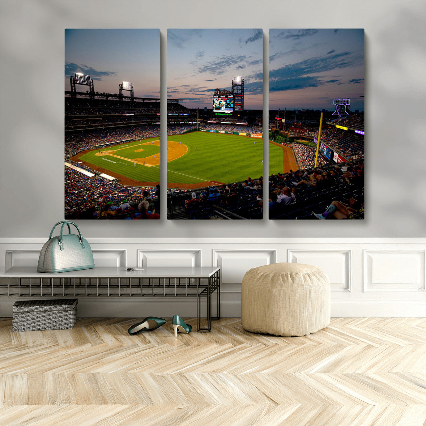 17415-MGV-CV-36X24-Philadelphia Phillies Stadium Wall Art Canvas Print, Framed Citizens Bank Park Art Picture Print, Phillies Stadium Field Perfect