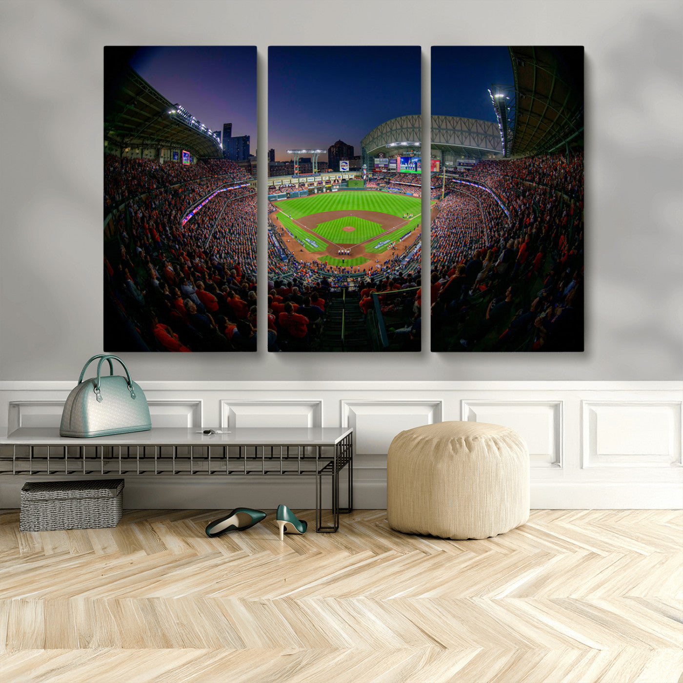 44322-MGV-CV-36X24-Minute Maid Park Wall Art Canvas Print, Framed Houston Astros Stadium Art Picture Print, Houston Astros Field Perfect Sports Room