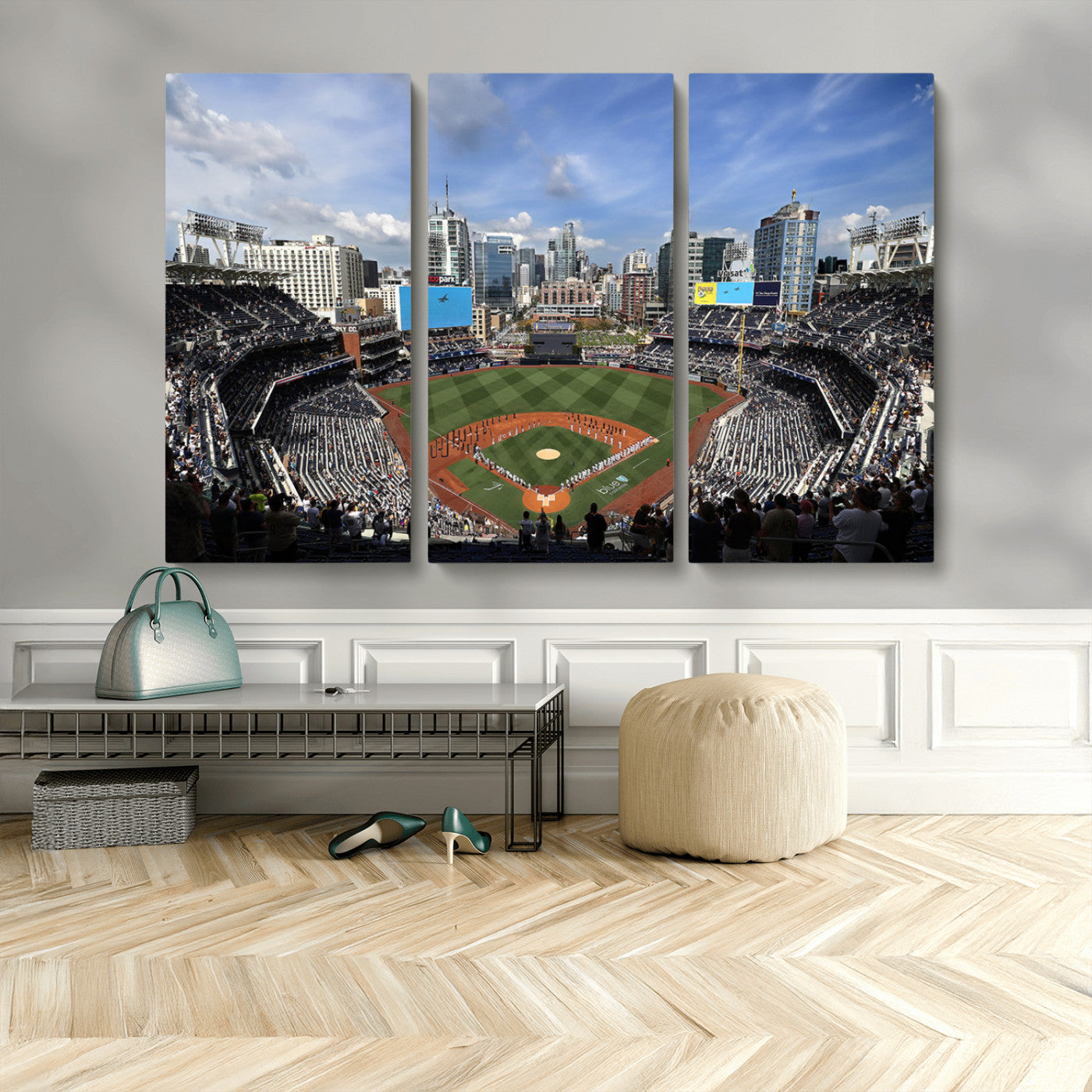 87122-MGV-CV-36X24-Petco Park Field Wall Art Canvas Print, Framed San Diego Stadium Art Picture Print, Petco Park Stadium Perfect Sport Room Decor