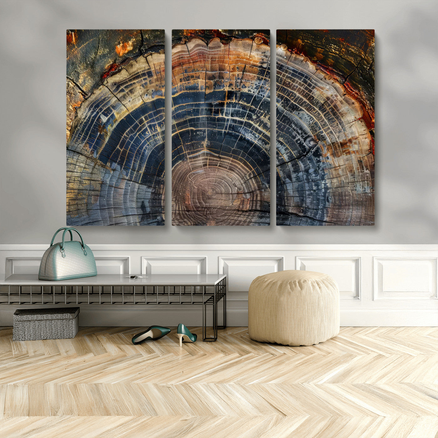 16193-MGV-CV-36X24-Tree Ring Wall Art – Abstract Wood Grain Canvas Print, Rustic Nature Texture Artwork Poster for Living Room, Bedroom, Office,