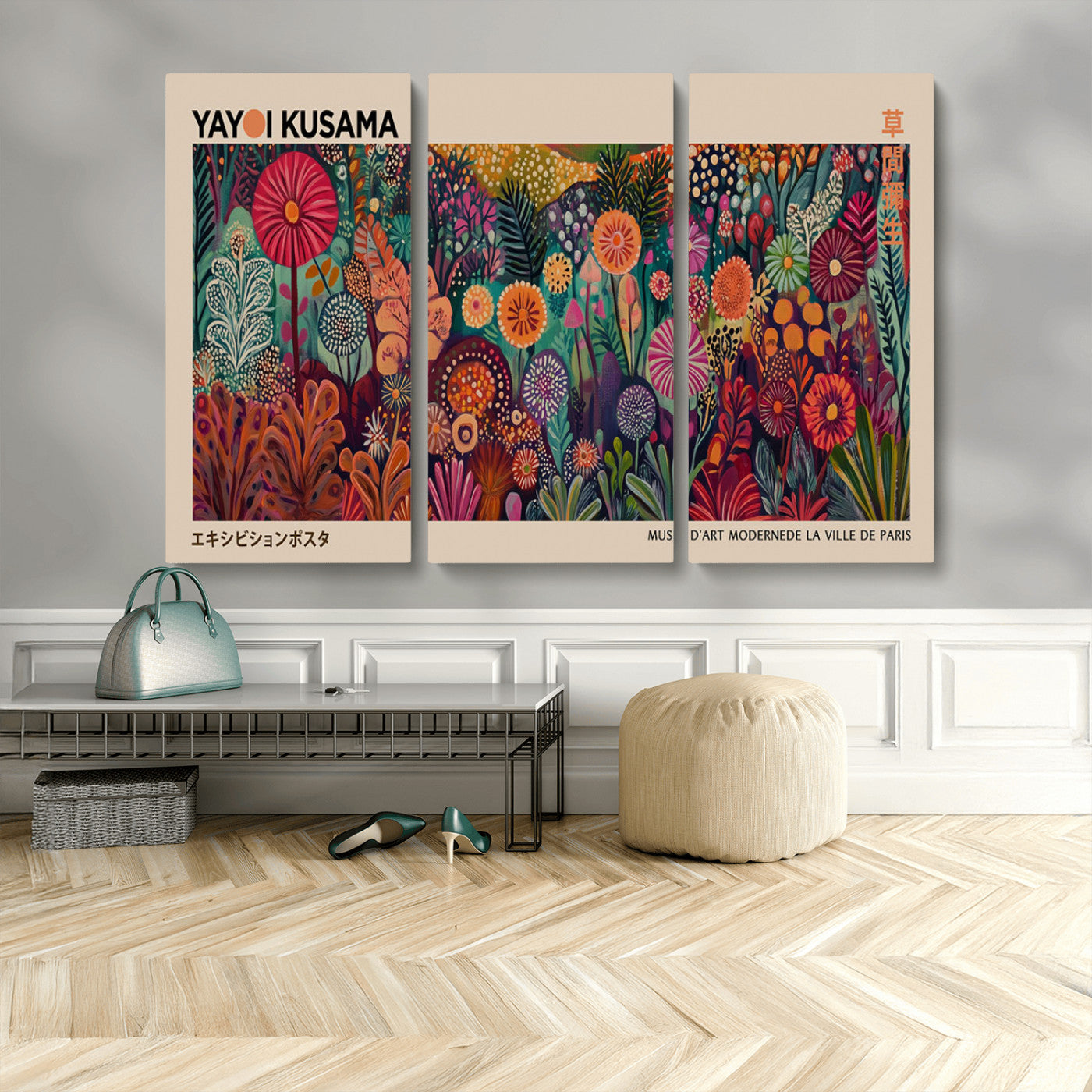 51280-MGV-CV-36X24-Abstract Yayoi Kusama Wall Art Canvas Print, Framed Japanese Wabi Sabi Art Picture Print, Yayoi Kusama Perfect Abstract Modern
