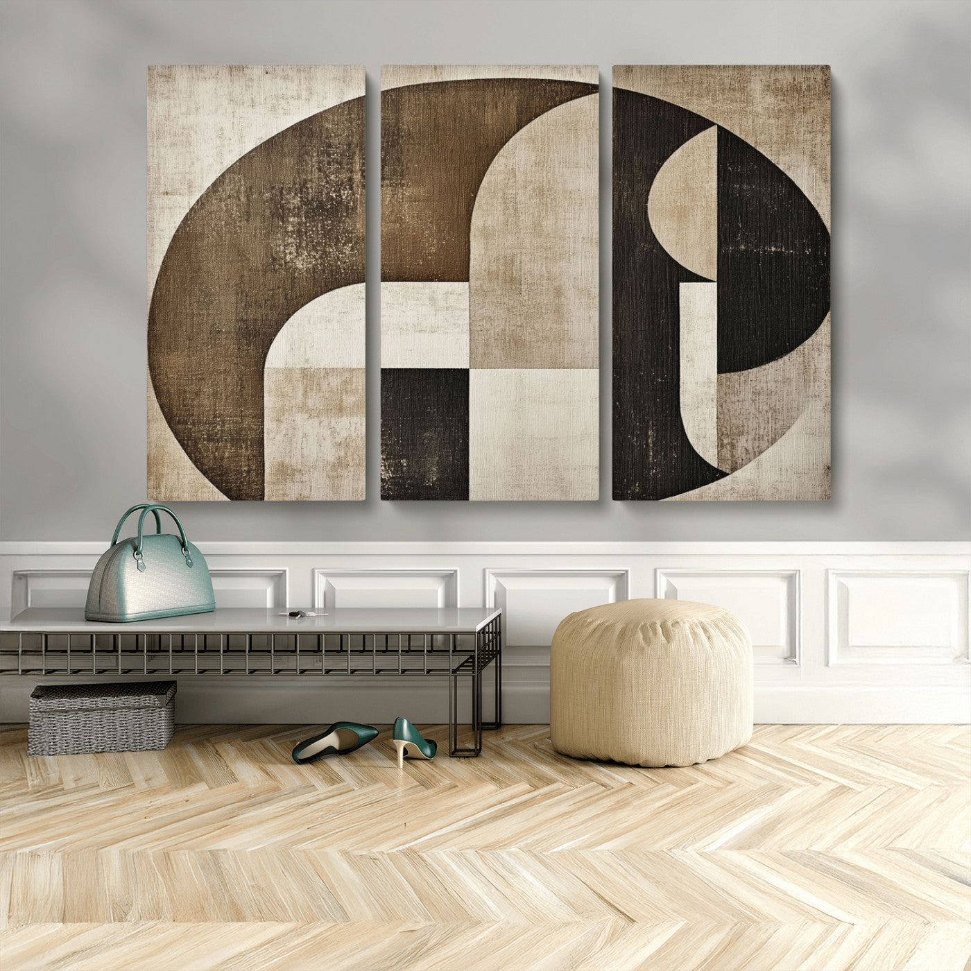 44796-MGV-CV-48X32-3P-Wabi Sabi Wall Art Canvas Print, Framed Geometric Minimalist Art Picture Print, Modern Abstract Perfect Modern Abstract Decor