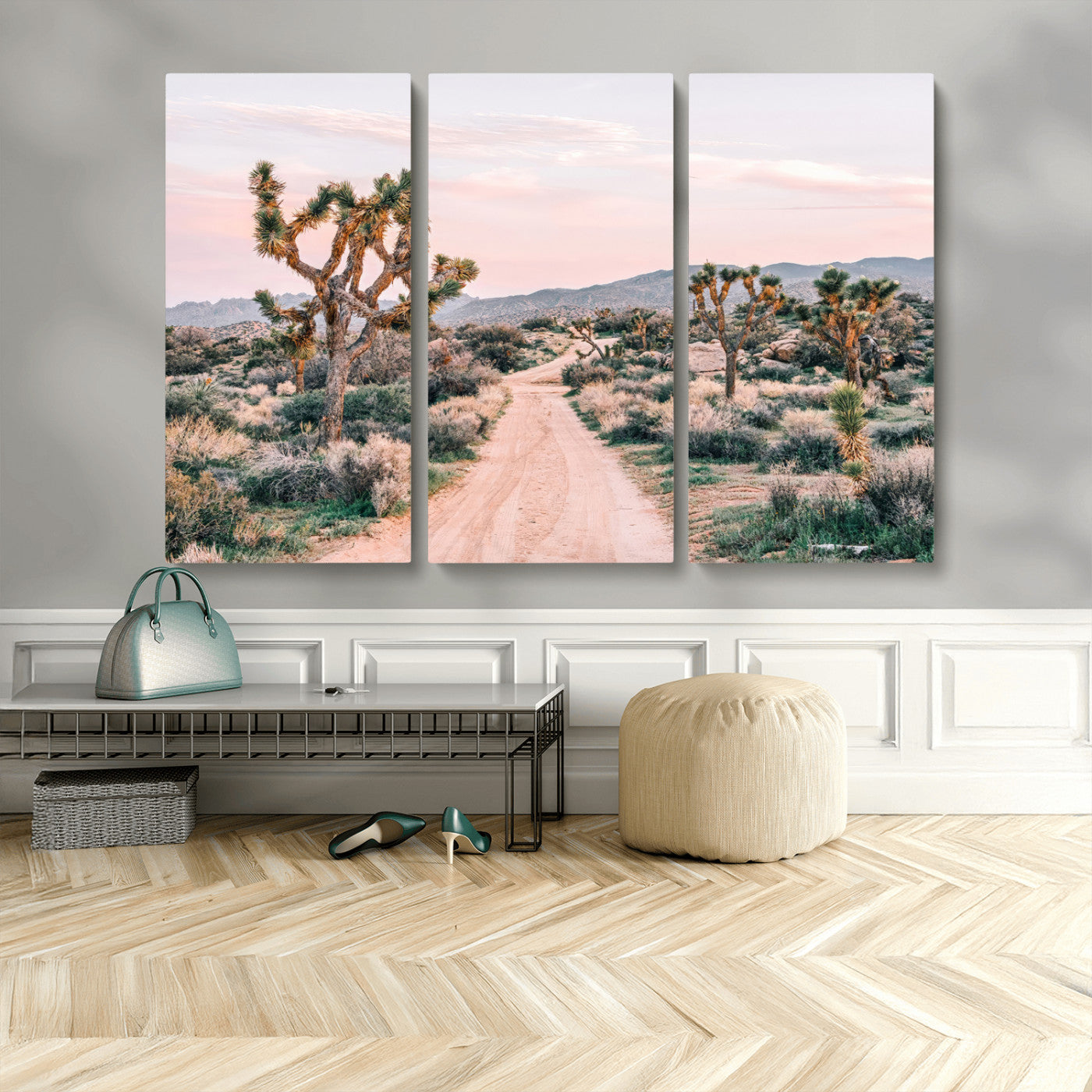 12540952-MGV-CV-36X24-Joshua Tree Park Wall Art Canvas Print, Framed Desert Road Art Picture Print, Sunset Drive Perfect Southwestern Boho Decor Artwork