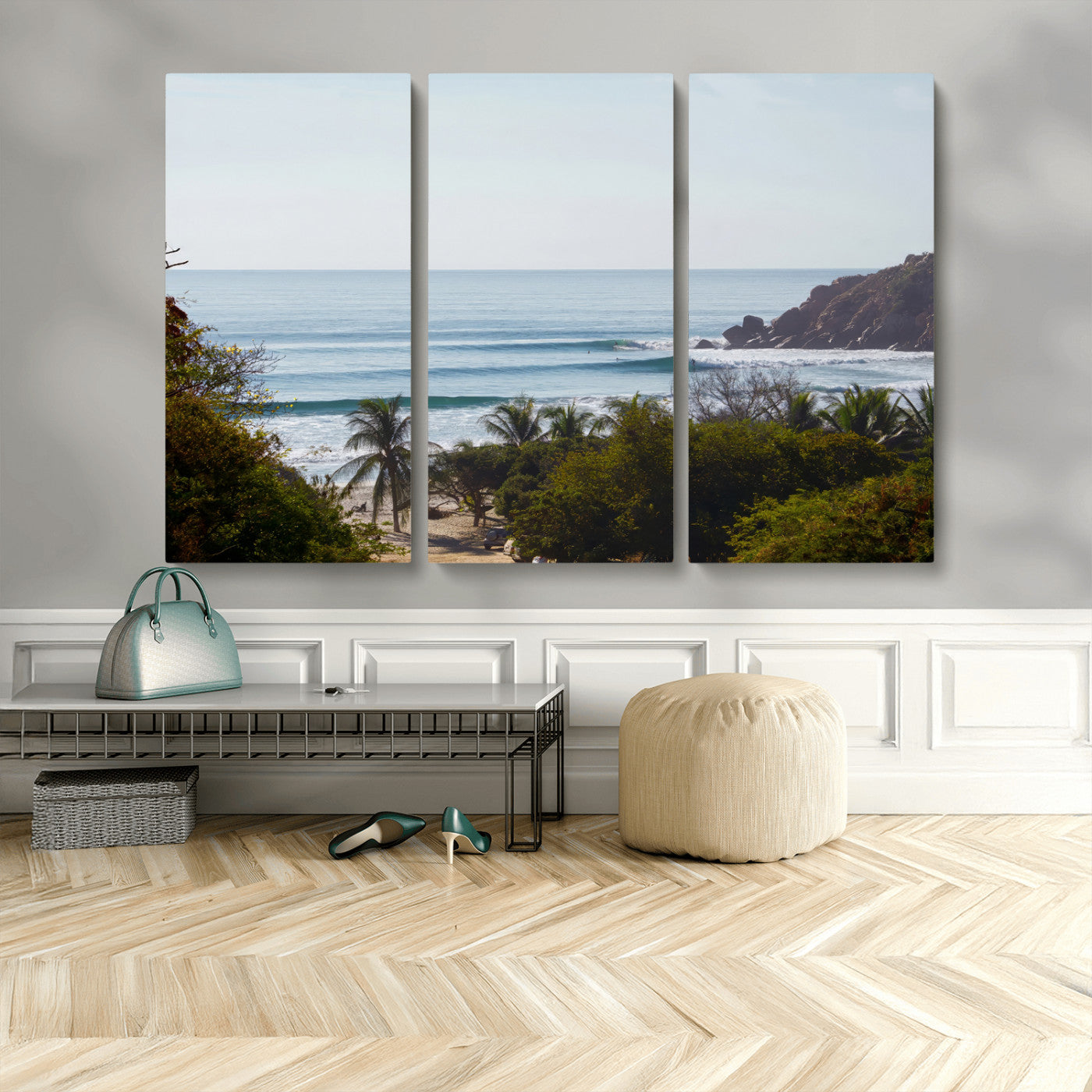88336640-MGV-CV-36X24-Tropical Beach Scene Wall Art Canvas Print, Framed Coastal Photography Art Picture Print, Ocean Horizon Art Perfect Coastal Boho