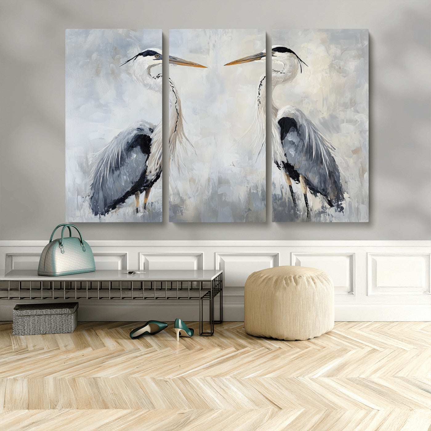 90806932-MGV-CV-36X24-Heron Wall Art Wall Art Canvas Print, Framed Bird Canvas Decor Art Picture Print, Nature Inspired Perfect Coastal Minimalist Decor