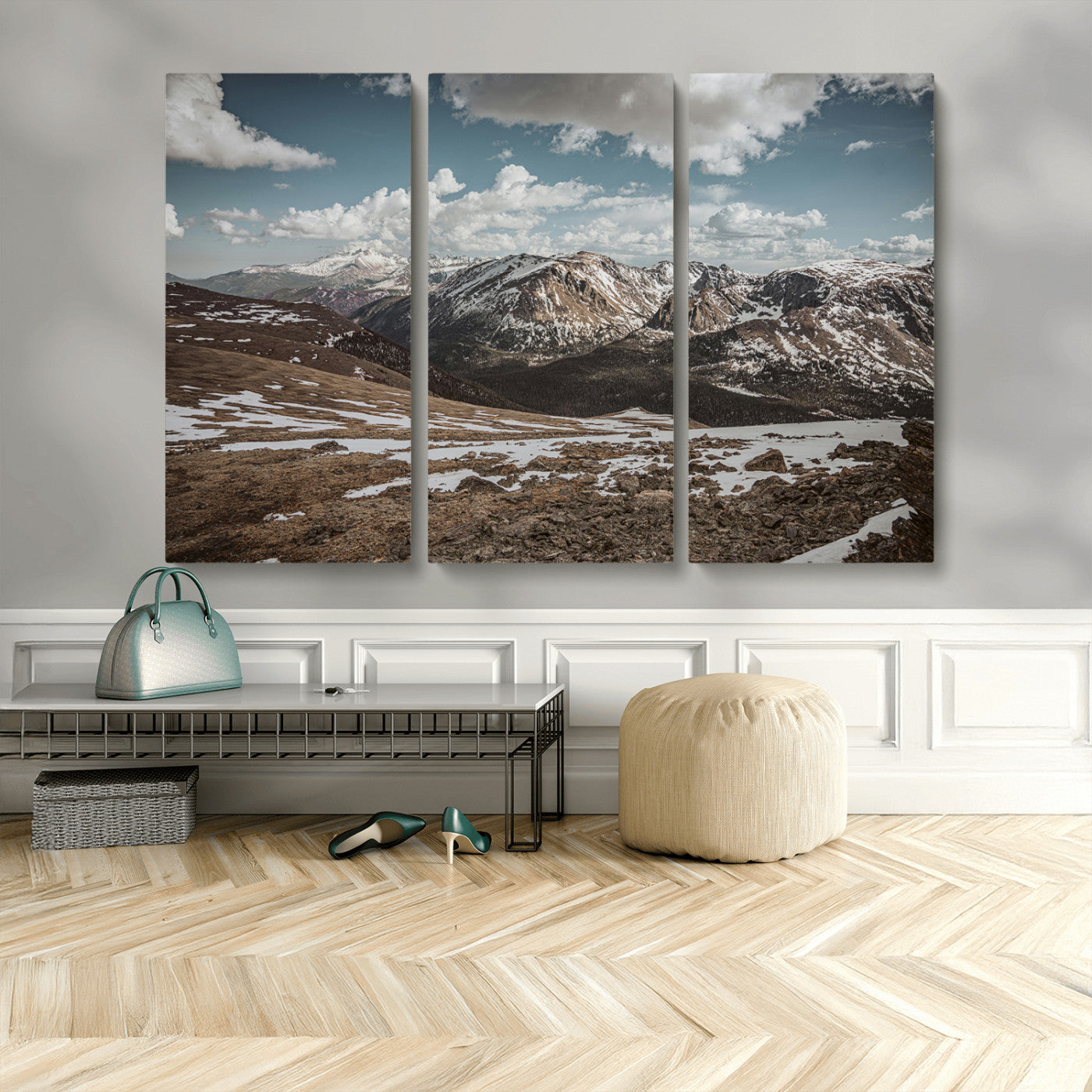 44565953-MGV-CV-36X24-Mountain Landscape Wall Art Canvas Print, Framed Snowy Peaks Art Picture Print, Rugged Highlands Perfect Rustic Adventure Decor