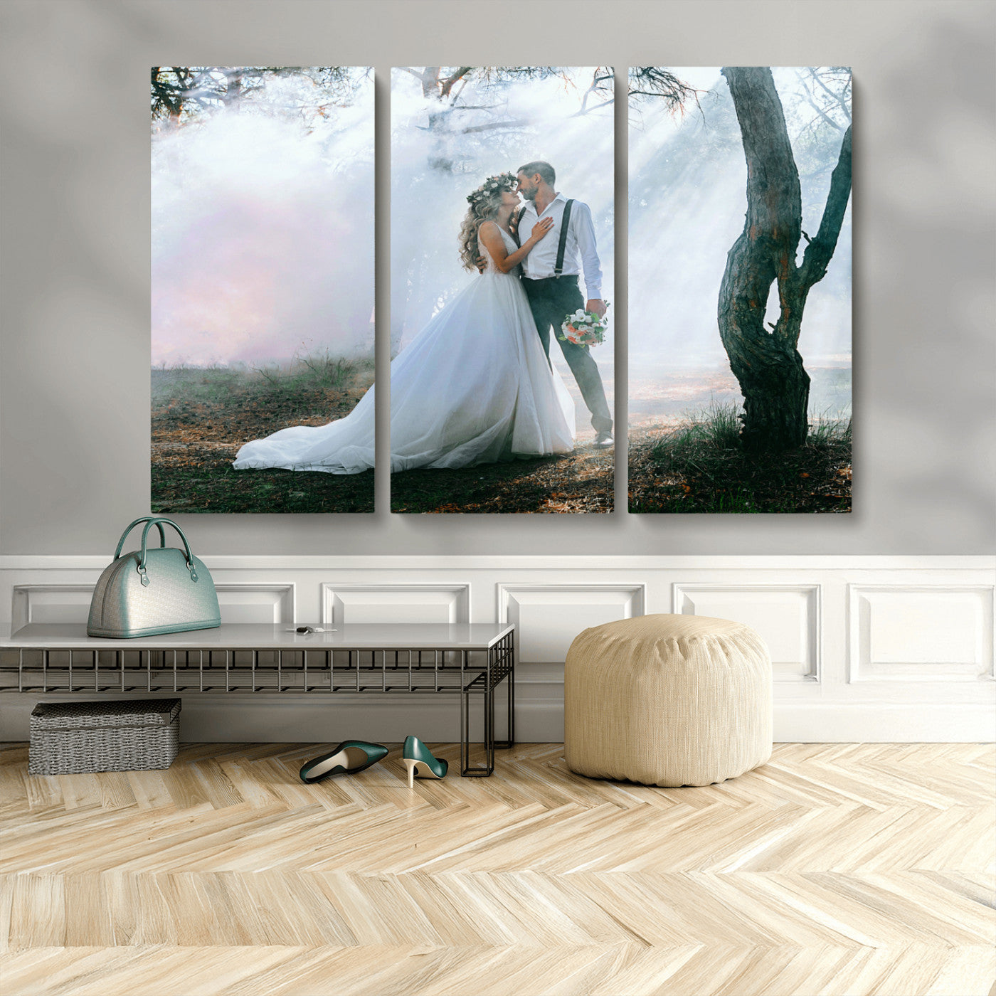 CSTM913-MGV-CV-36X24-Framed Wedding Canvas Print - Custom Wall Art Keepsake for Couples, Elegant Home Decoration Gift, Create Your Own Photo Canvas