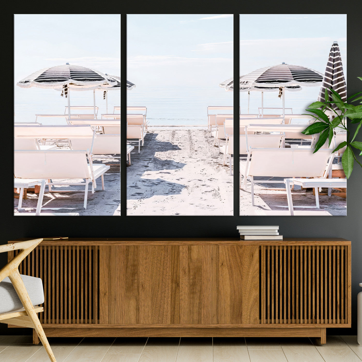 67623952-MGV-CV-36X24-Minimalist Beach Wall Art Canvas Print, Framed Pastel Sand Art Picture Print, Beach Aesthetic Perfect Coastal Minimalist Decor