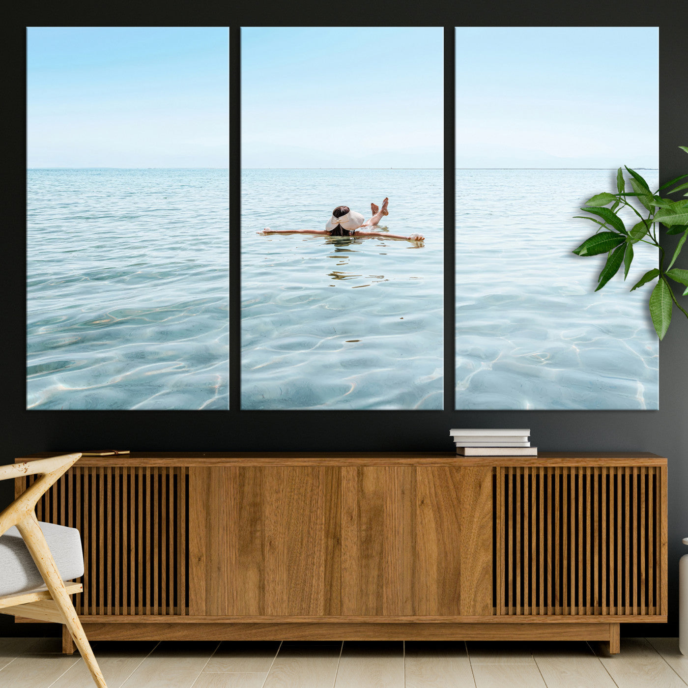 32624554-MGV-CV-36X24-Swimming Relaxation Wall Art Canvas Print, Framed Peaceful Water Art Picture Print, Clear Sea Perfect Minimalist Aquatic Decor