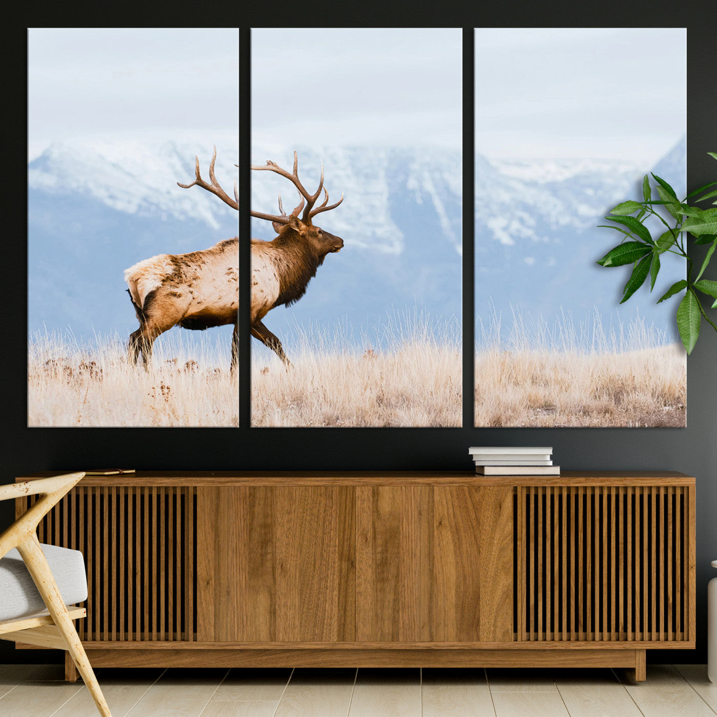 96024025-MGV-CV-36X24-Elk Photography Wall Art Canvas Print, Framed Mountain Wildlife Art Picture Print, Rustic Lodge Decor Perfect Rustic Lodge Decor