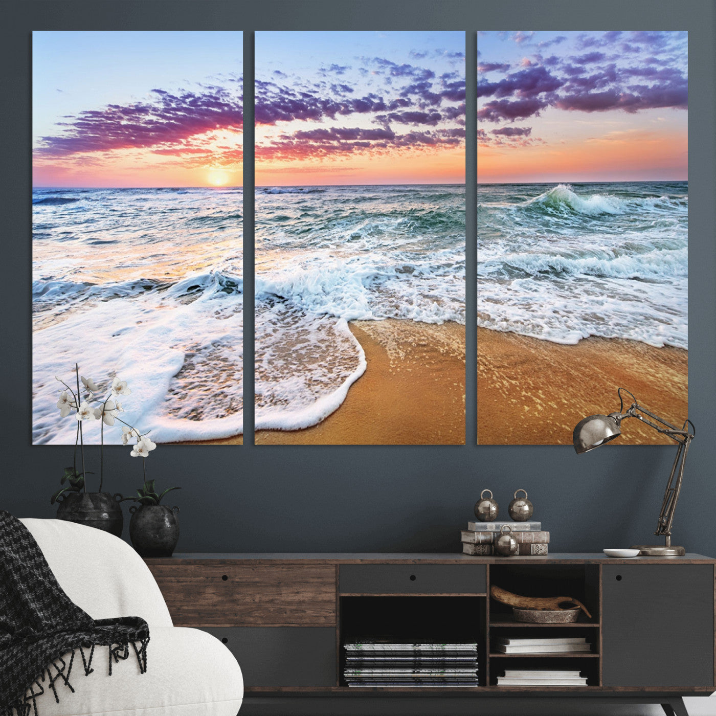 53006-MGV-CV-36X24-Ocean Beach Sunset Wall Art – Vibrant Seascape Canvas Print, Coastal Home Decor for Living Room, Bedroom, Office or Beach House
