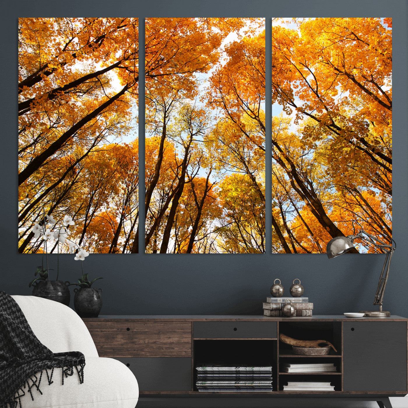 11823-MGV-CV-36X24-Golden Autumn Tree Canopy Wall Art – Stunning Fall Forest Leaves Print, Warm Seasonal Nature Decor for Home, Office or Cabin
