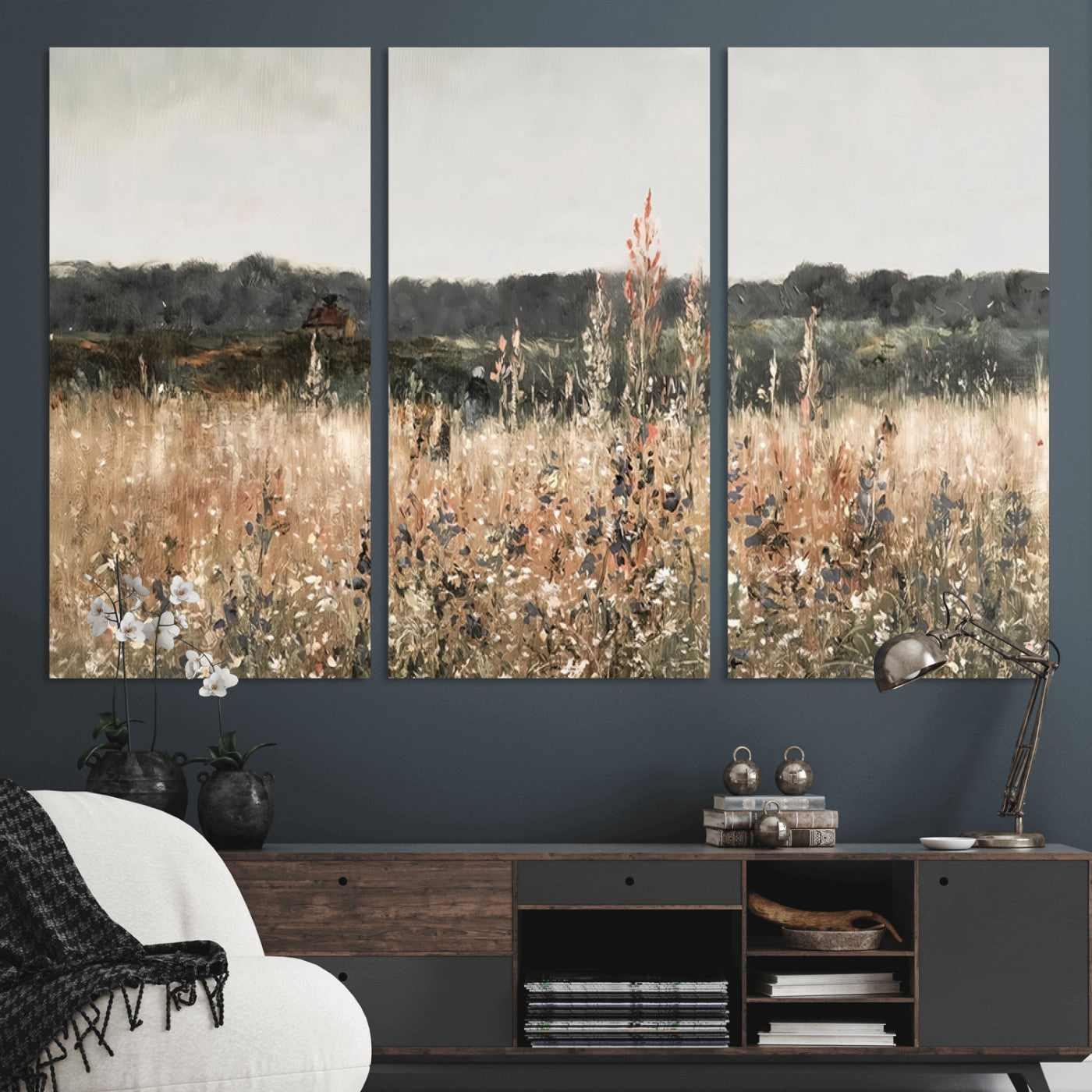 46308-MGV-CV-36X24-Wildflower Field Wall Art – Rustic Meadow Landscape Canvas Print, Country Nature Decor for Living Room, Bedroom or Farmhouse