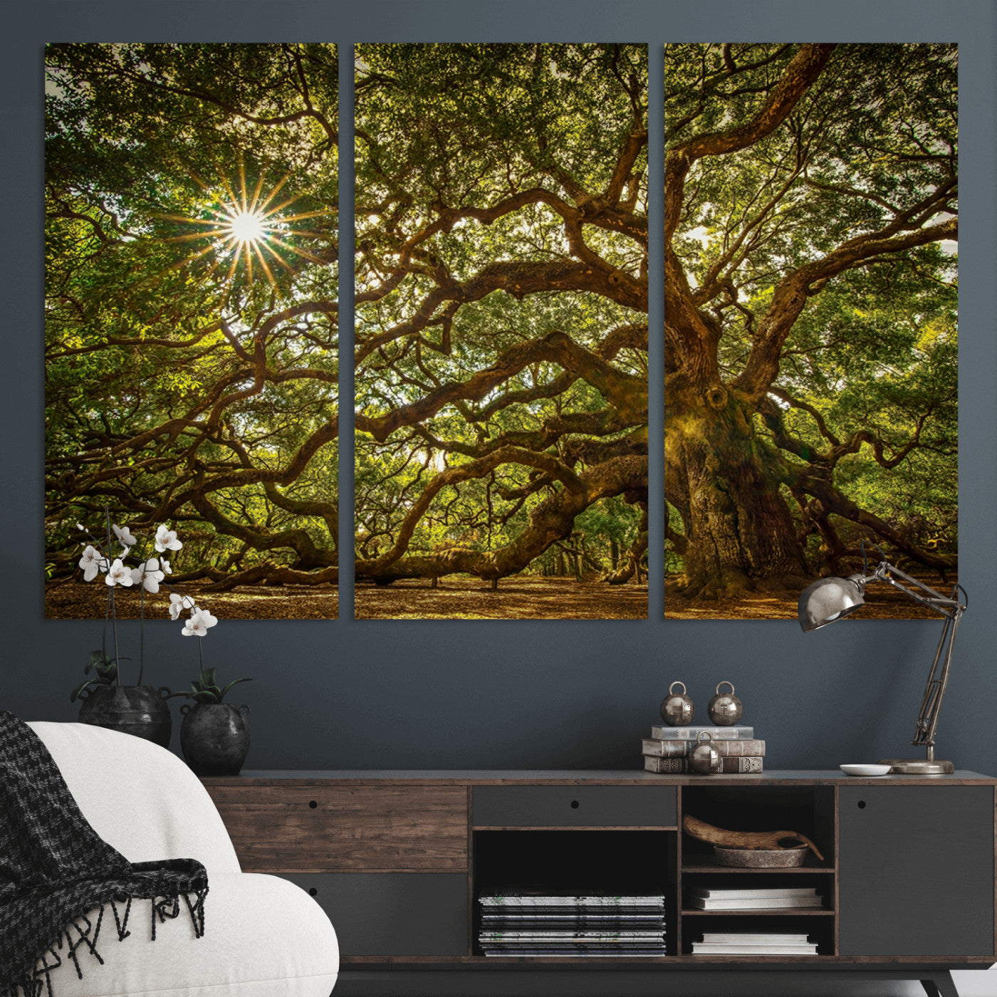 57983-MGV-CV-36X24-Angel Oak Tree Wall Art Canvas Print, Framed Oak Tree Art Picture Print, Angel Oak Perfect Rustic Nature Decor Artwork