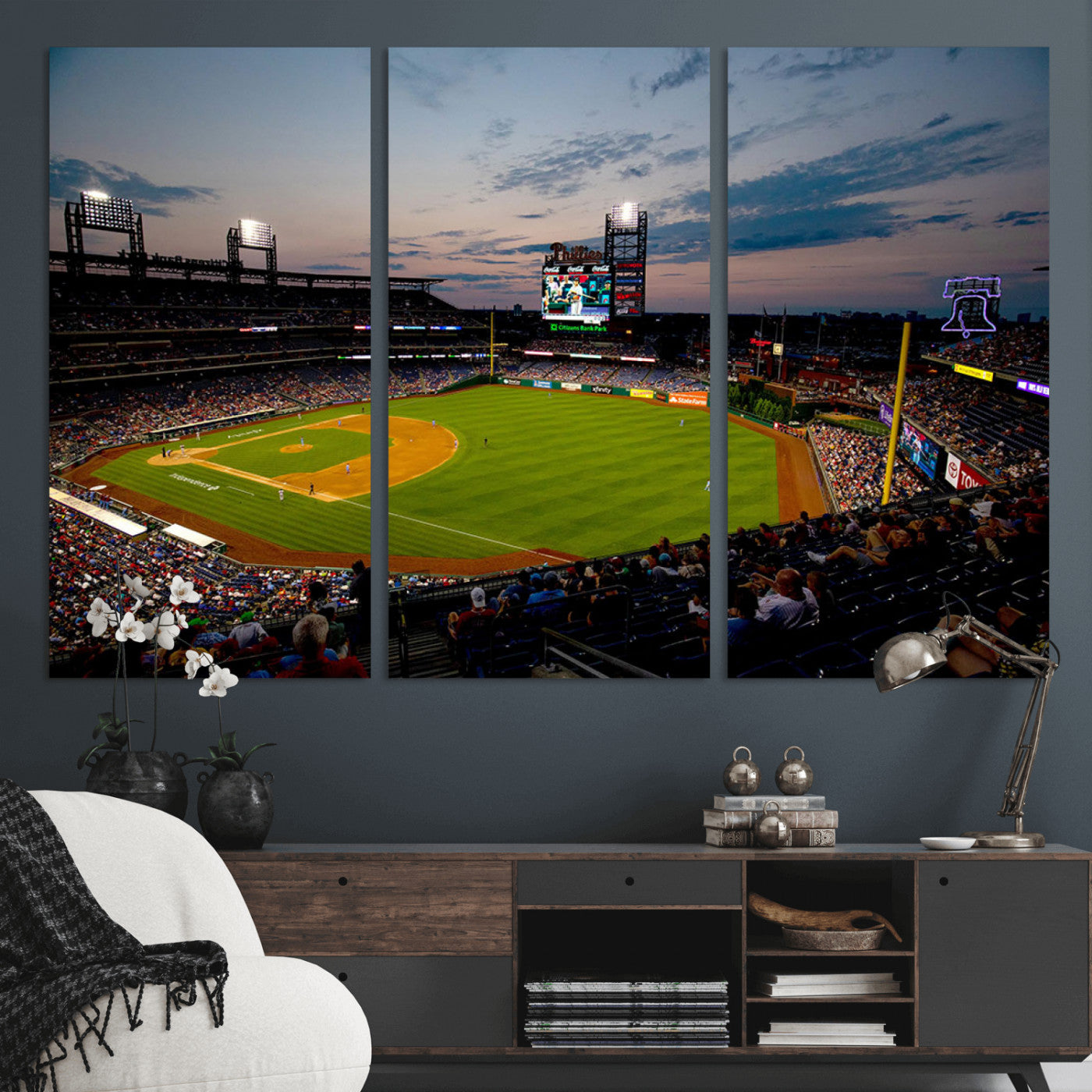 17415-MGV-CV-36X24-Philadelphia Phillies Stadium Wall Art Canvas Print, Framed Citizens Bank Park Art Picture Print, Phillies Stadium Field Perfect