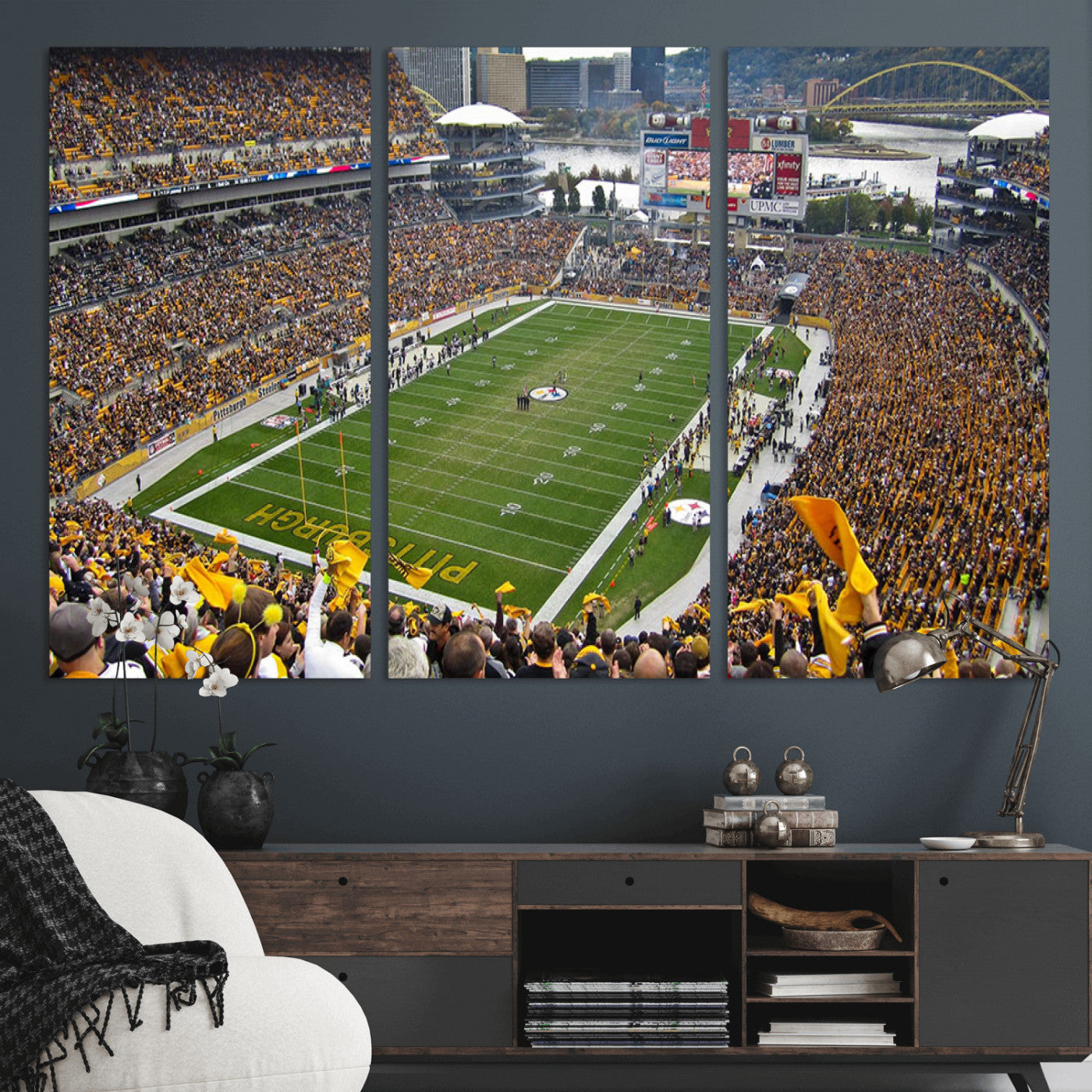 51419-MGV-CV-36X24-Heinz Field Wall Art Canvas Print, Framed Pittsburgh Stadium Field Art Picture Print, Heinz Stadium Field Perfect Sports Room