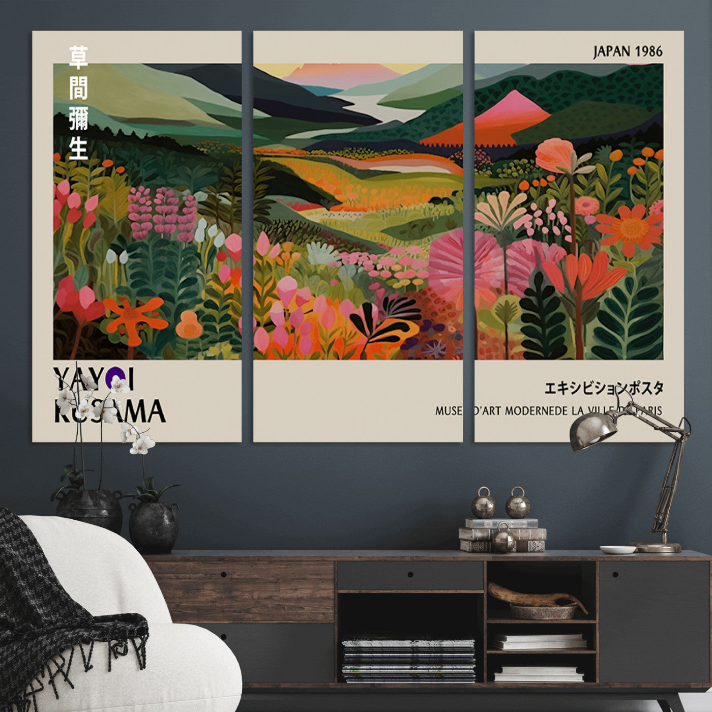 75719-MGV-CV-36X24-Botanical Mountain Valley Wall Art – Panoramic Nature Canvas Print, Vibrant Floral Field Artwork for Living Room, Bedroom, Office,