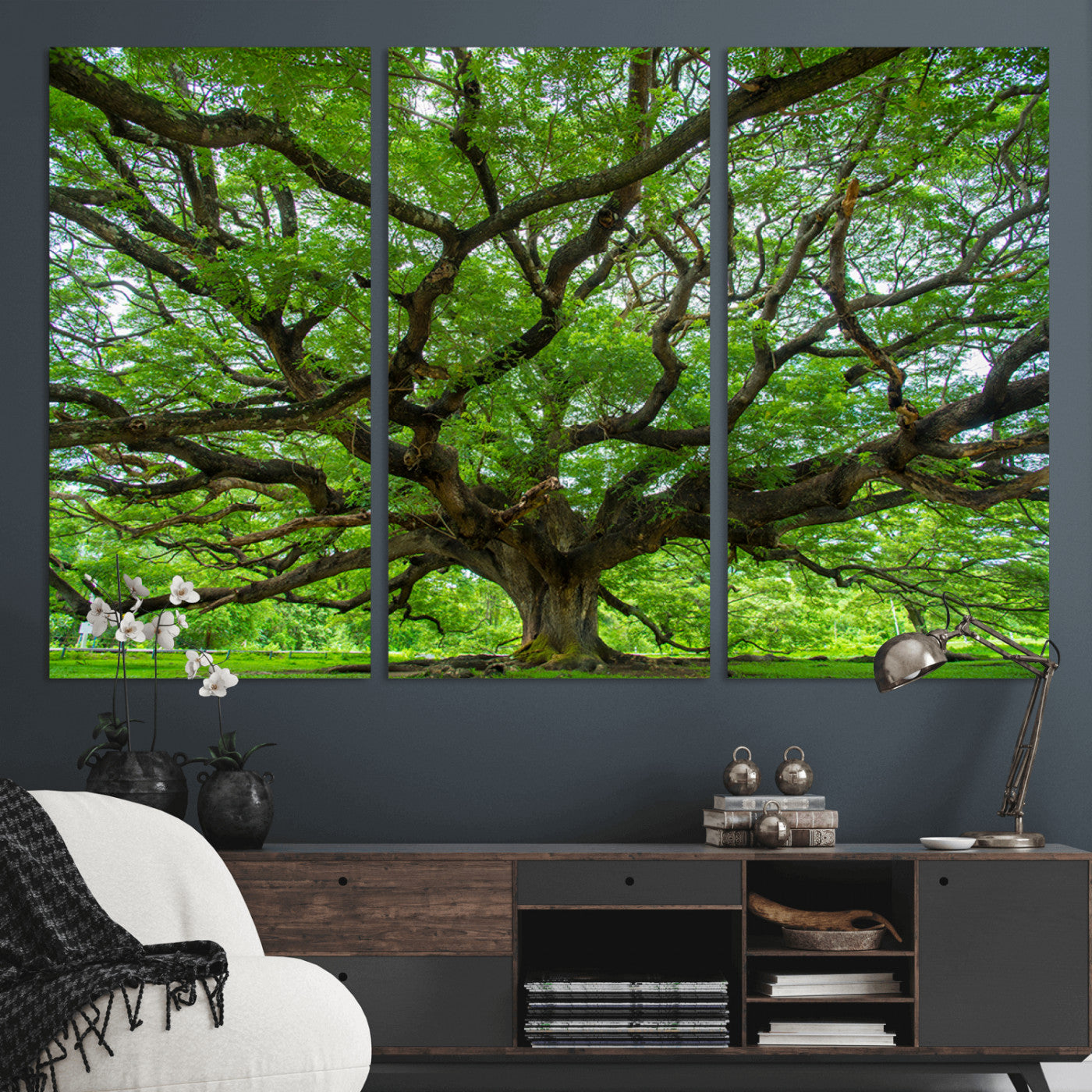 49375306-MGV-CV-36X24-Ancient Tree Wall Art Canvas Print, Framed Sprawling Branches Art Picture Print, Gnarling Tree Perfect Earthy Natural Decor