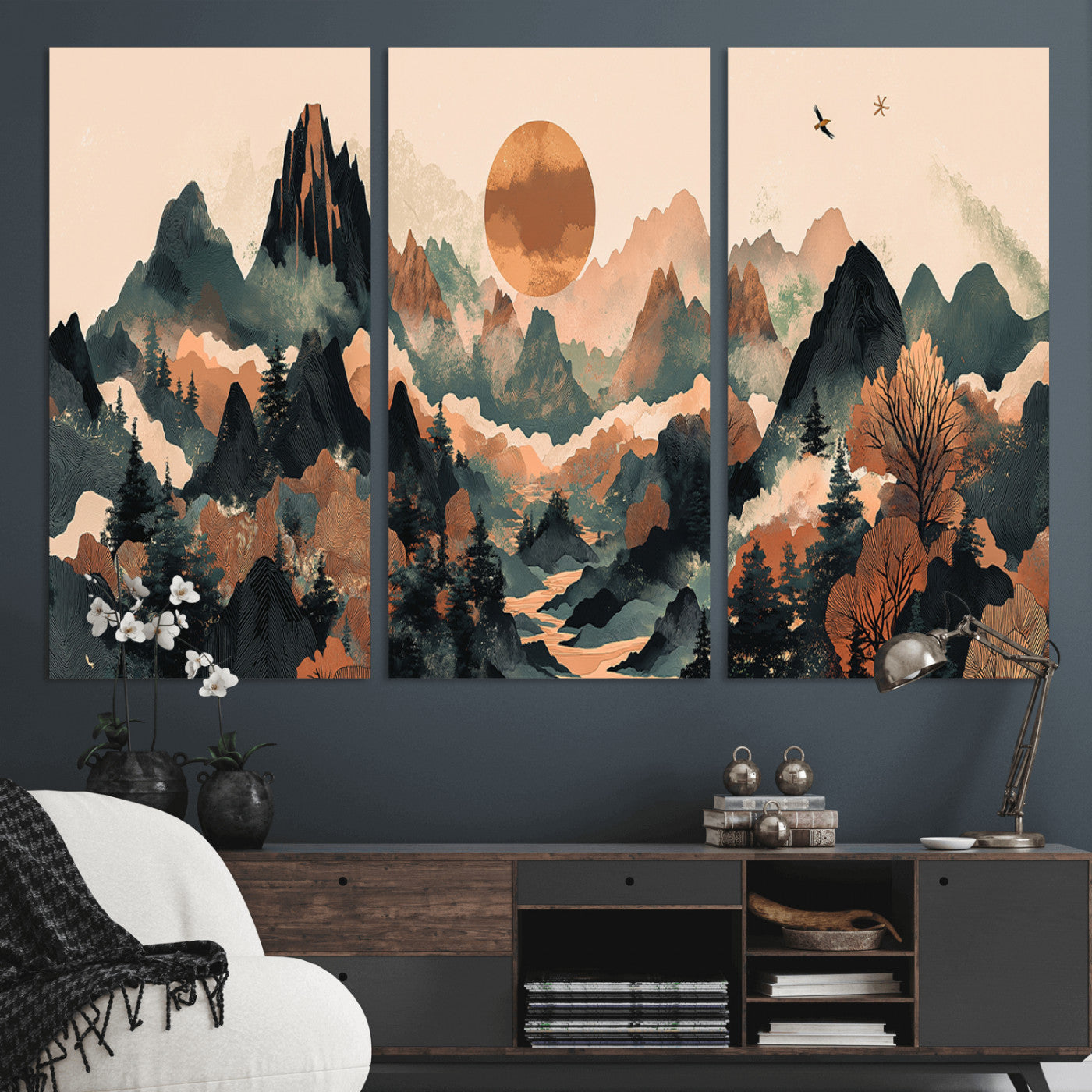 46509506-MGV-CV-36X24-Mountain Wall Art – Sunset Canvas Print, Nature Inspired Artwork, Scenic Wall Decor for Living Room, Bedroom, Office