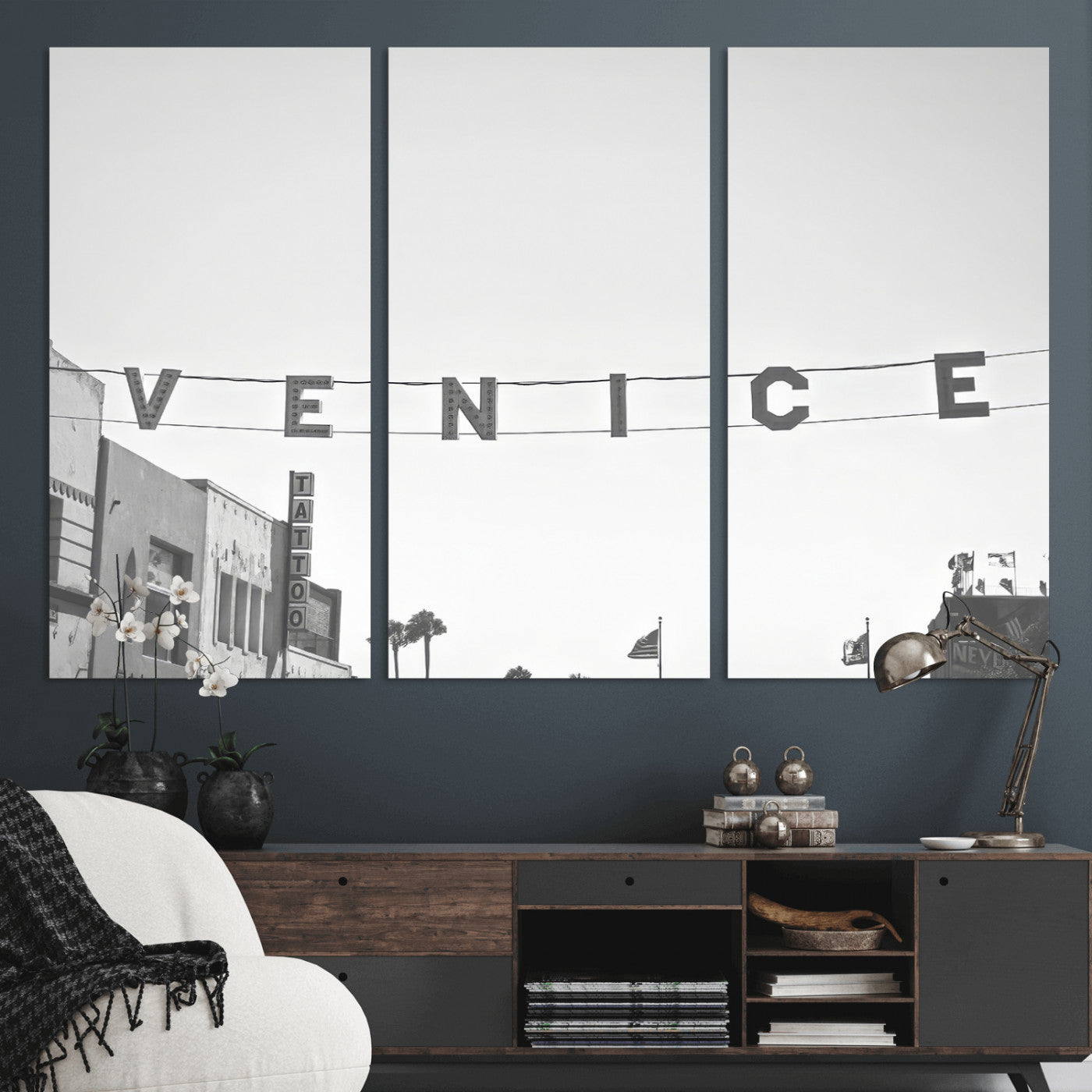 68254589-MGV-CV-36X24-Venice Sign Wall Art Canvas Print, Framed Venice Letters Art Picture Print, Los Angeles Perfect Minimalist Urban Decor Artwork