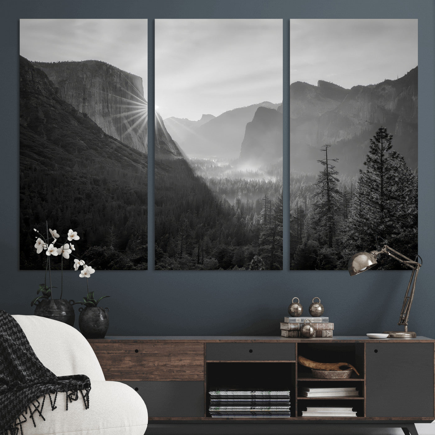 39278955-MGV-CV-36X24-Yosemite Valley Wall Art Canvas Print, Framed El Capitan Art Picture Print, Misty Mountain Perfect Modern Rustic Decor Artwork