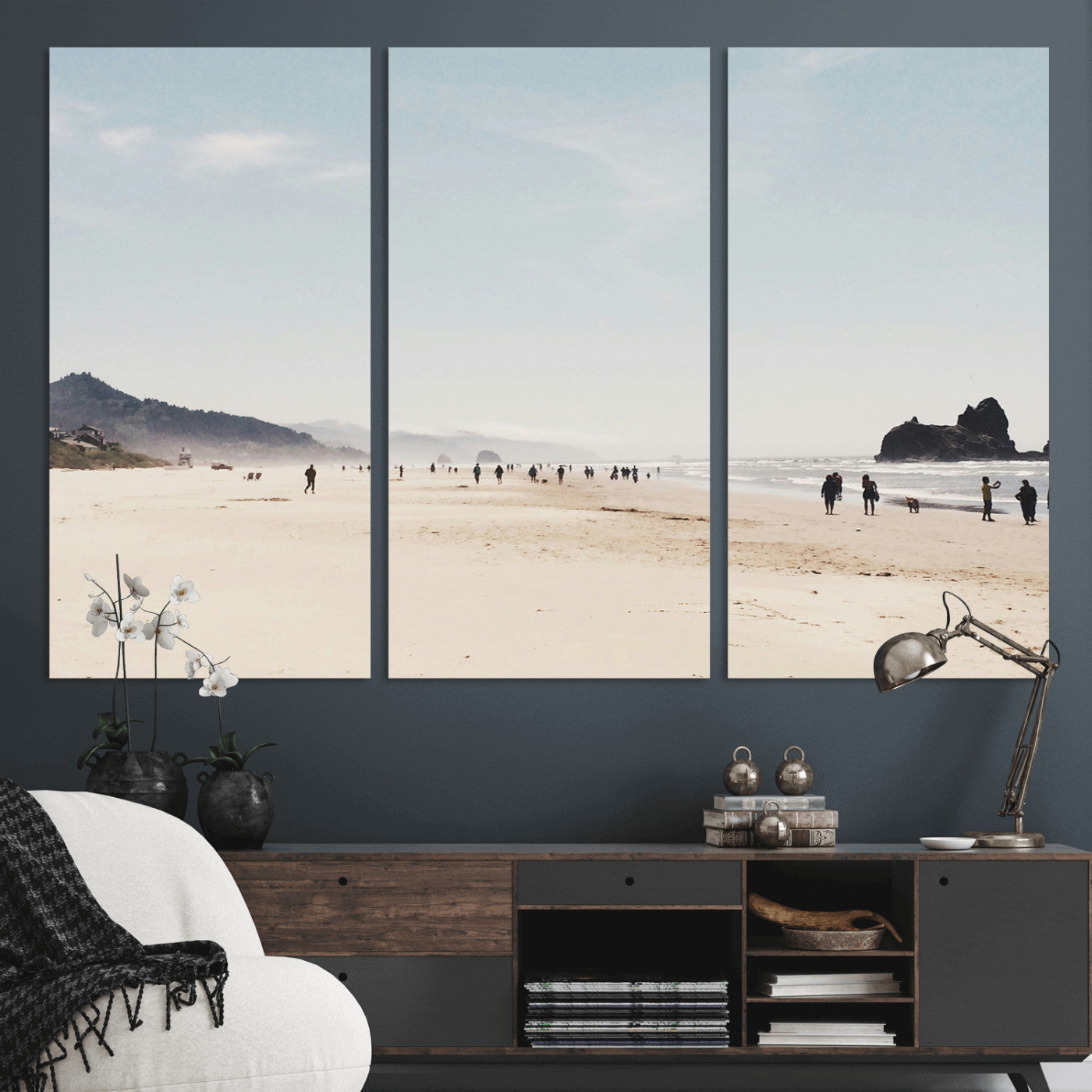 28307820-MGV-CV-36X24-Minimalist Beach Wall Art Canvas Print, Framed Coastal Serenity Art Picture Print, Soft Sand Perfect Modern Coastal Decor Artwork