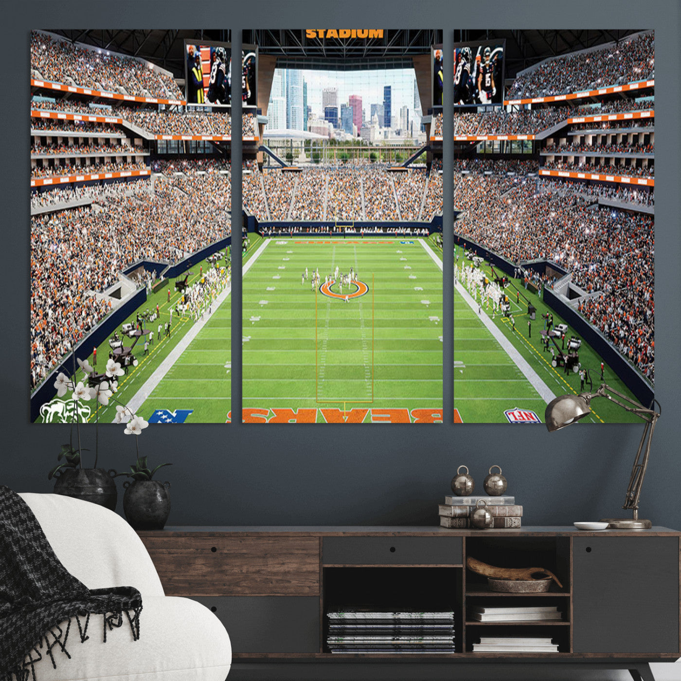 76935553-MGV-CV-36X24-Football Stadium Wall Art – Panoramic Game Day Canvas Print, Sports Decor for Man Cave, Office, Bar, or Living Room