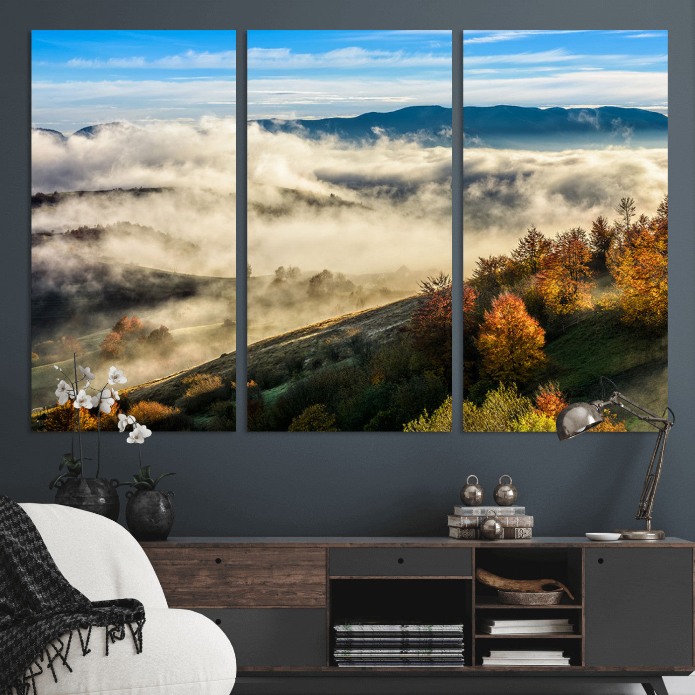 21551192-MGV-CV-36X24-Landscape Wall Art – Autumn Mountain View Canvas Print, Scenic Nature Photography Decor for Bedroom, Living Room, Office, Cabin or
