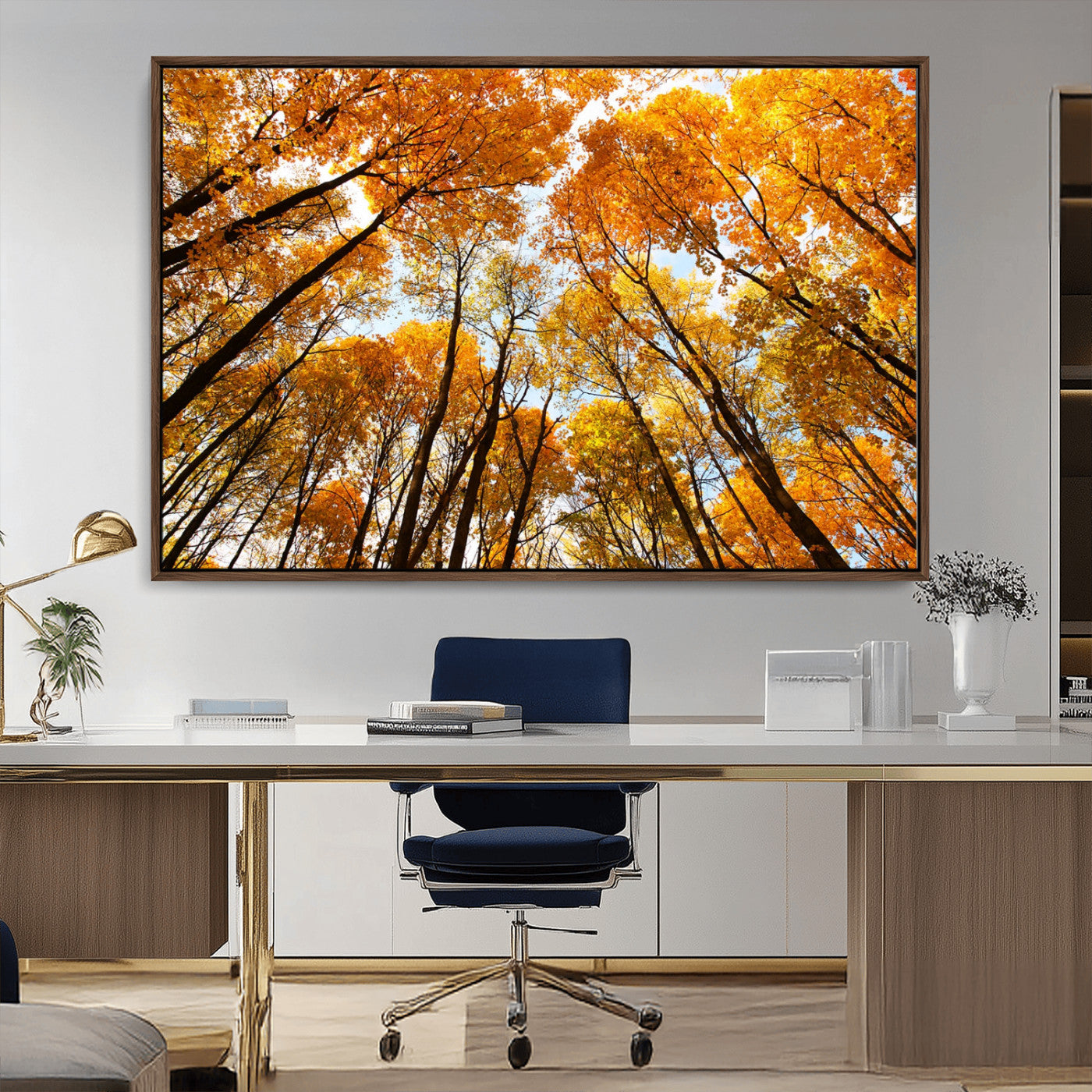 11823-MGV-CV-36X24-Golden Autumn Tree Canopy Wall Art – Stunning Fall Forest Leaves Print, Warm Seasonal Nature Decor for Home, Office or Cabin