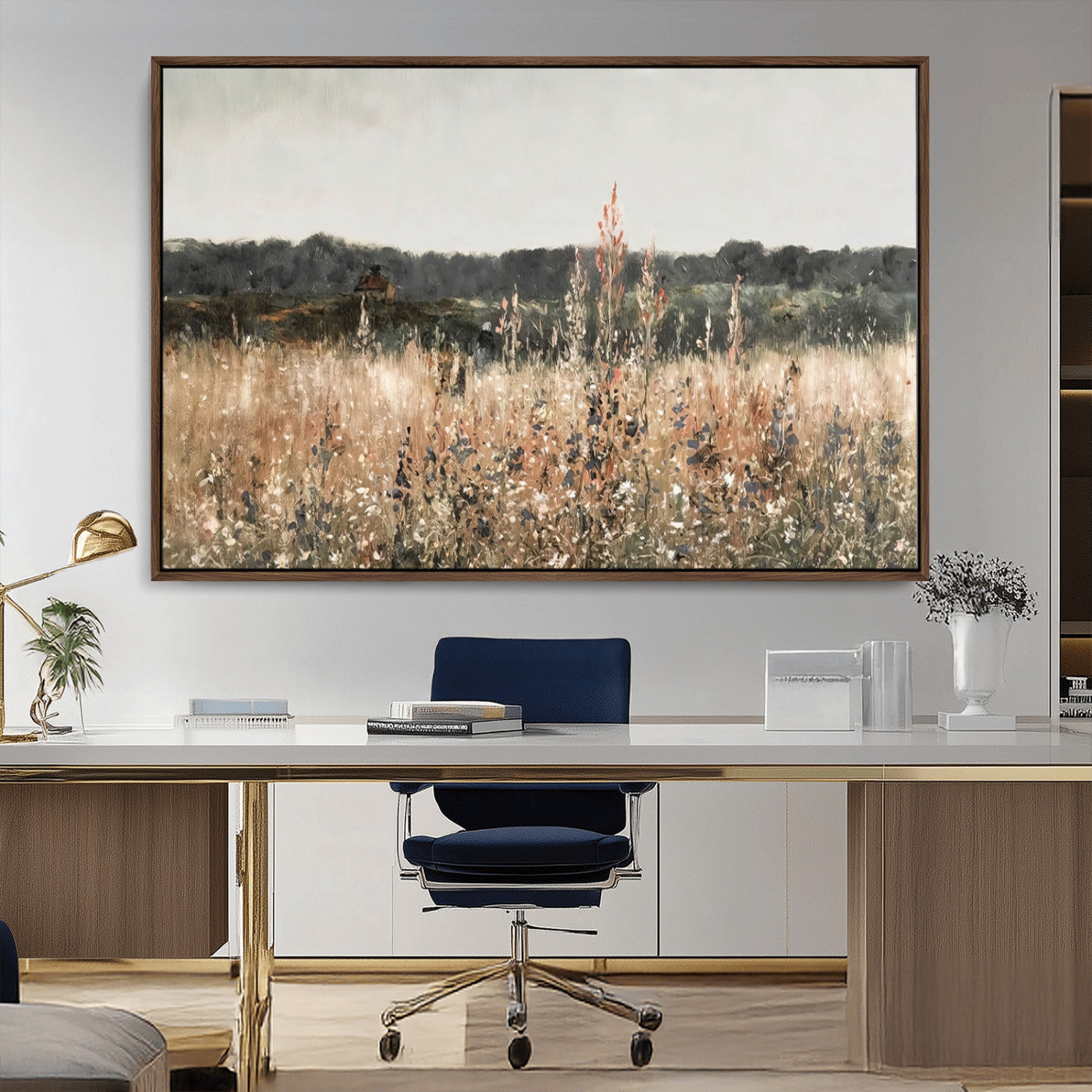 46308-MGV-CV-36X24-Wildflower Field Wall Art – Rustic Meadow Landscape Canvas Print, Country Nature Decor for Living Room, Bedroom or Farmhouse