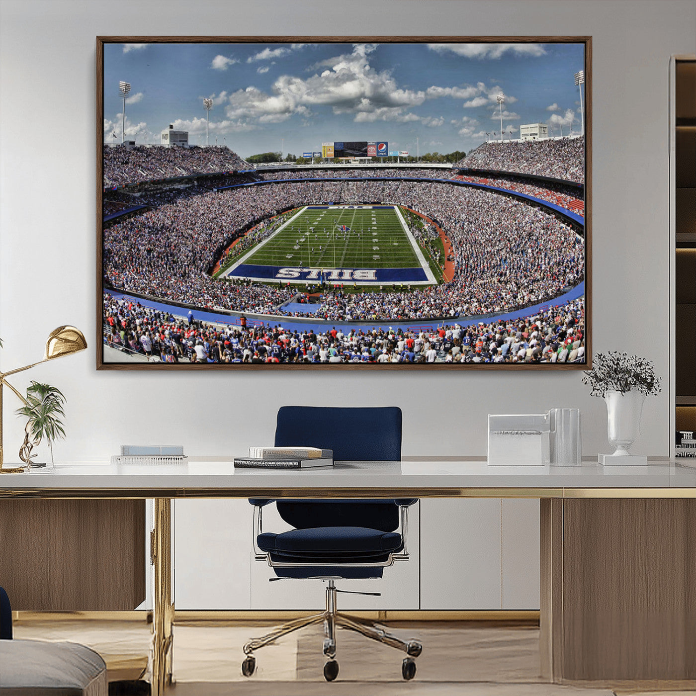 76491-MGV-CV-36X24-Buffalo Bills Stadium Wall Art Canvas Print, Framed Bills Stadium Art Picture Print, Highmark Stadium Perfect Sport Room Decor