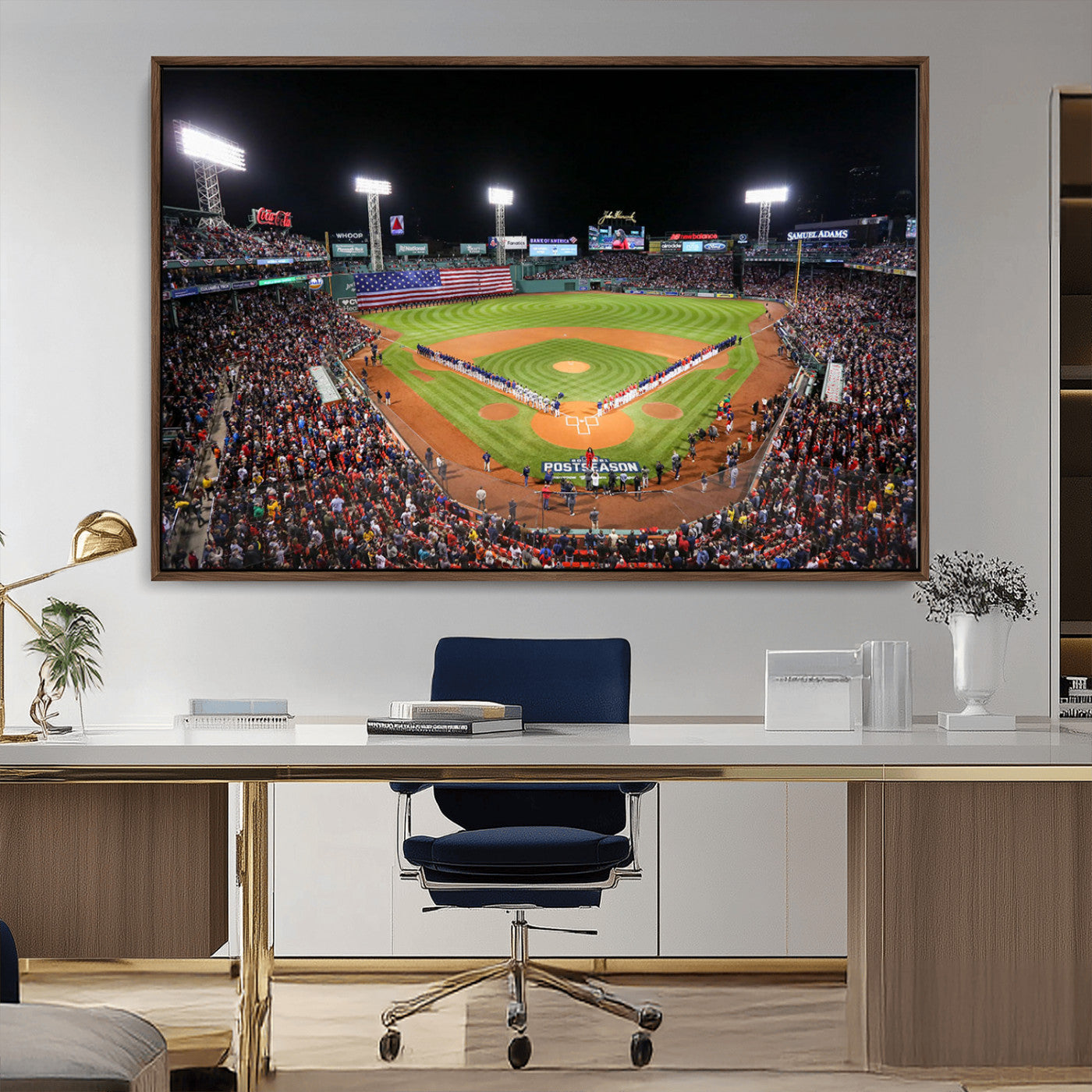47365-MGV-CV-36X24-Fenway Park Stadium Wall Art Canvas Print, Framed Boston Baseball Stadium Art Picture Print, MLB Stadium Field Perfect Sport Room