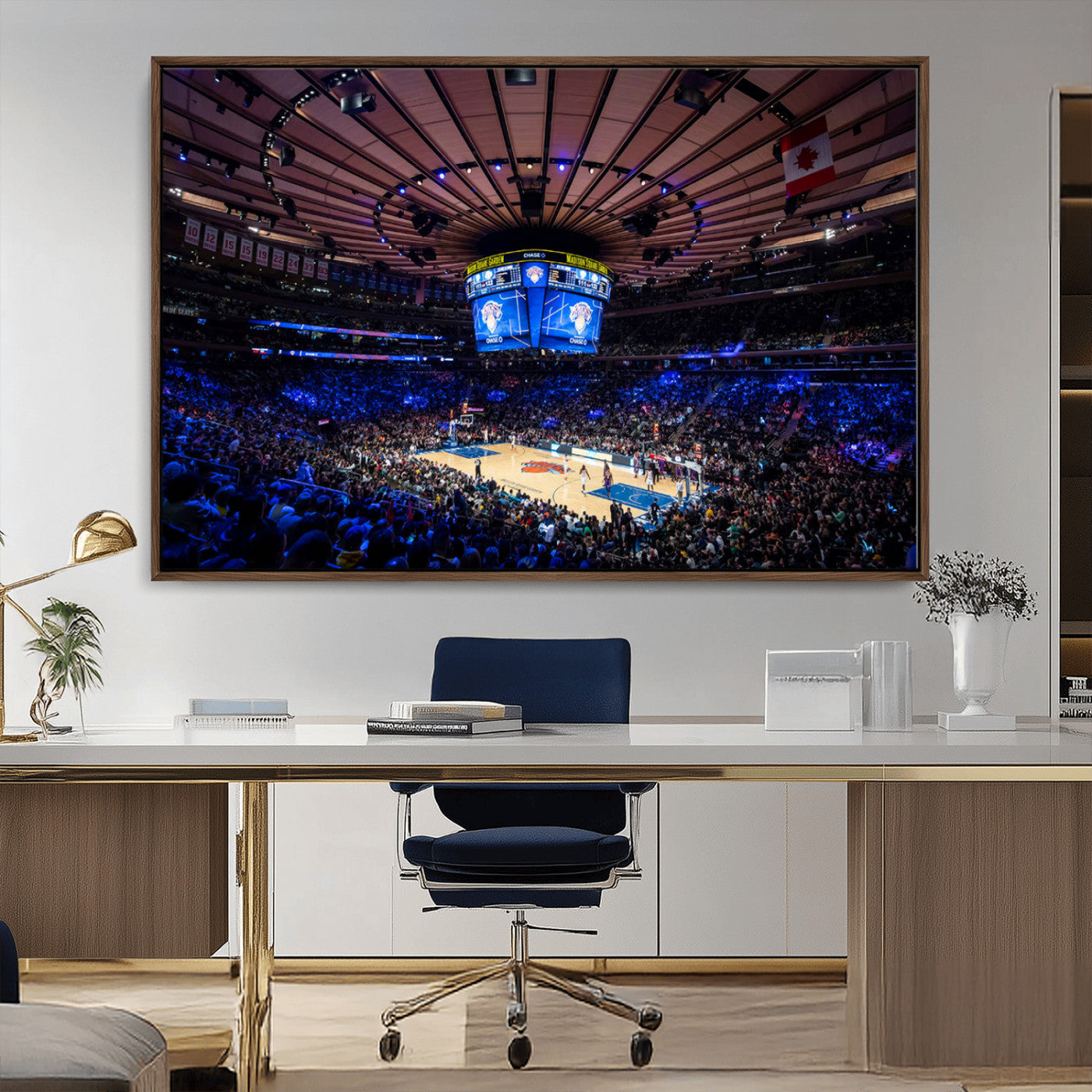 20491-MGV-CV-36X24-Madison Square Garden Wall Art Canvas Print, Framed New York Stadium Art Picture Print, MSG Stadium Perfect Sport Room Decor