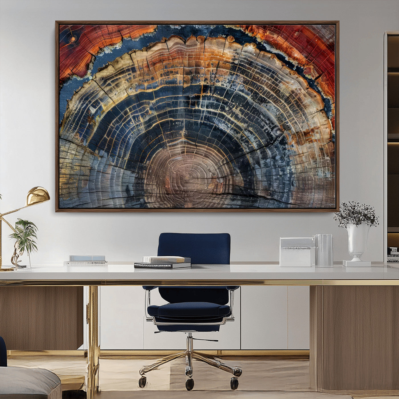 63519-MGV-FC-36X24_Walnut-Tree Ring Wall Art – Rustic Nature Wood Grain Canvas Print, Abstract Natural Texture Artwork Poster for Living Room, Bedroom,