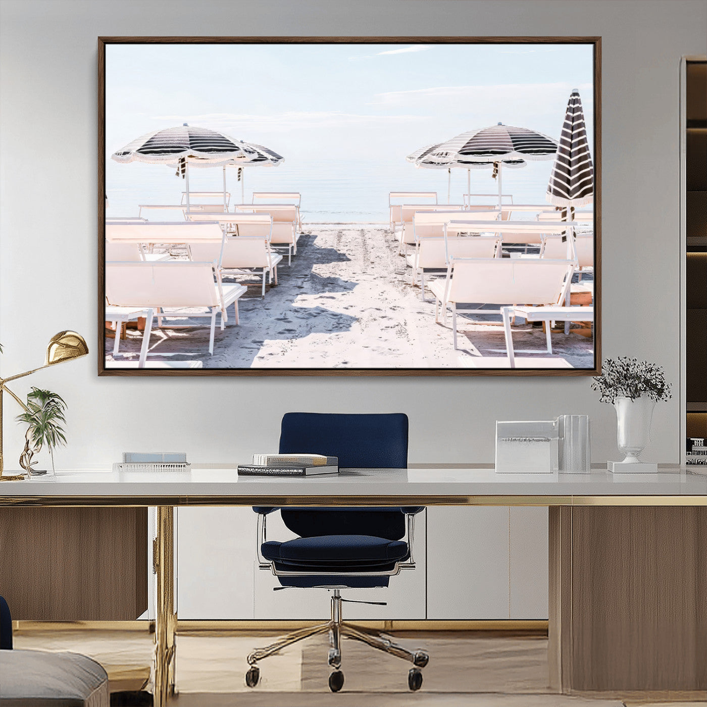 67623952-MGV-CV-36X24-Minimalist Beach Wall Art Canvas Print, Framed Pastel Sand Art Picture Print, Beach Aesthetic Perfect Coastal Minimalist Decor