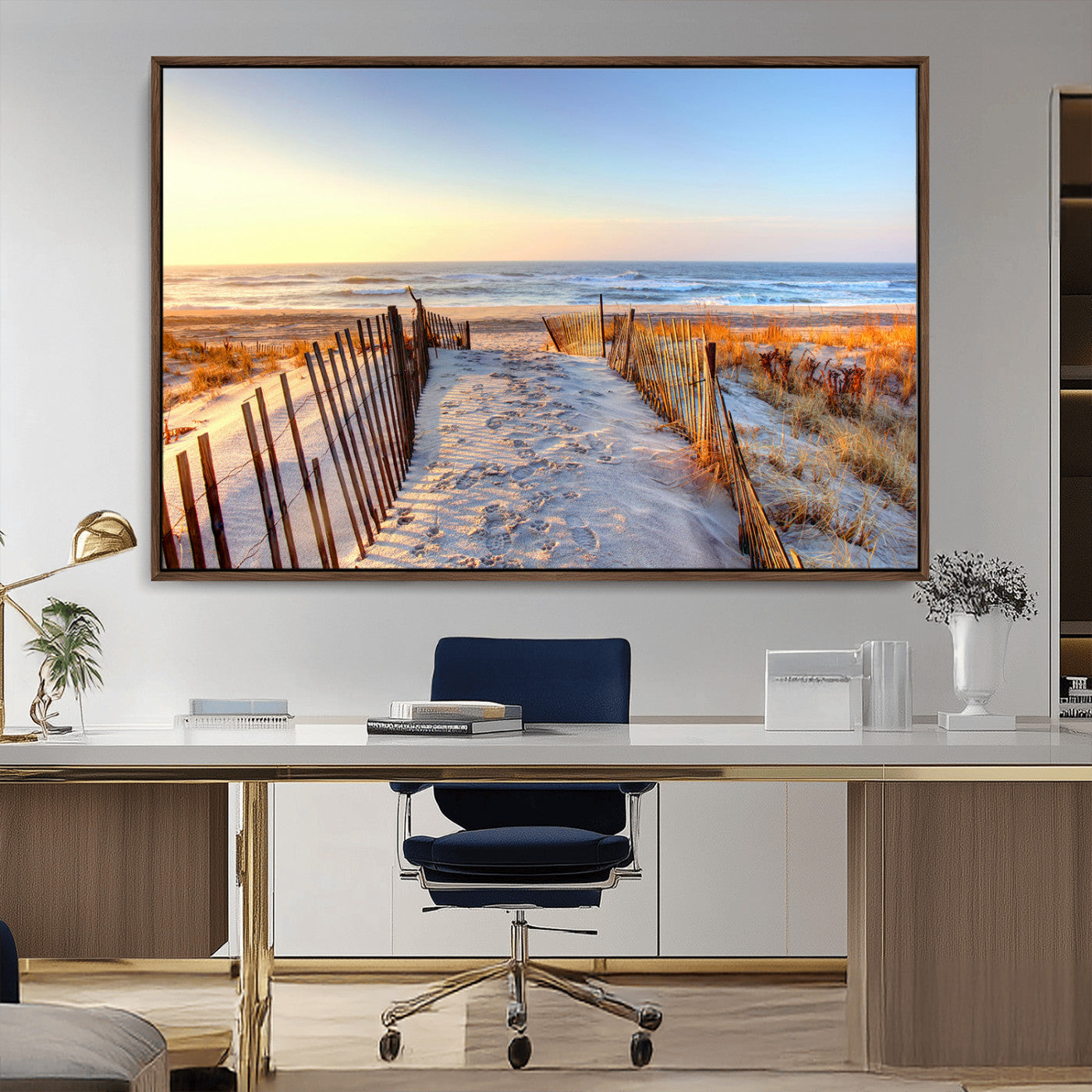 73351887-MGV-CV-36X24-Ocean Sunset Wall Art Wall Art Canvas Print, Framed Nautical Photography Art Picture Print, Summer Beach House Decor Perfect