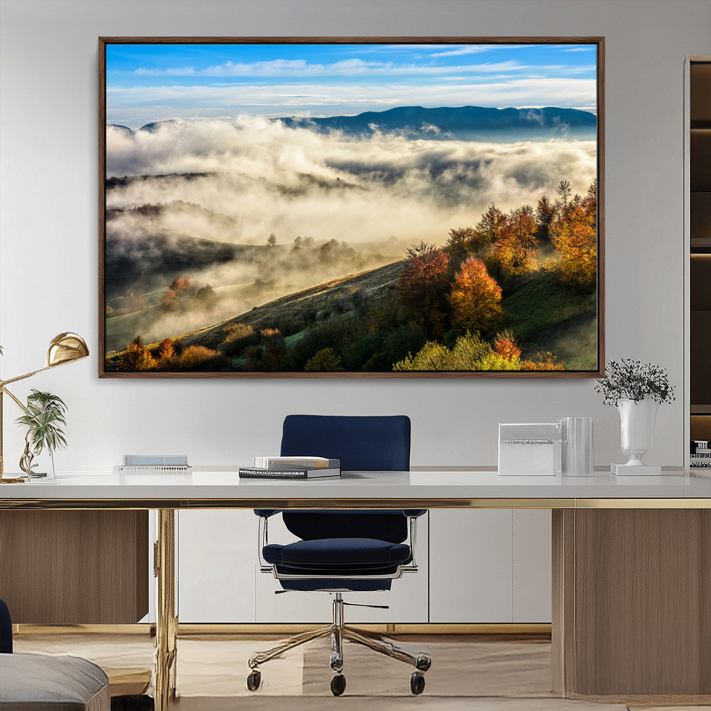 21551192-MGV-CV-36X24-Landscape Wall Art – Autumn Mountain View Canvas Print, Scenic Nature Photography Decor for Bedroom, Living Room, Office, Cabin or