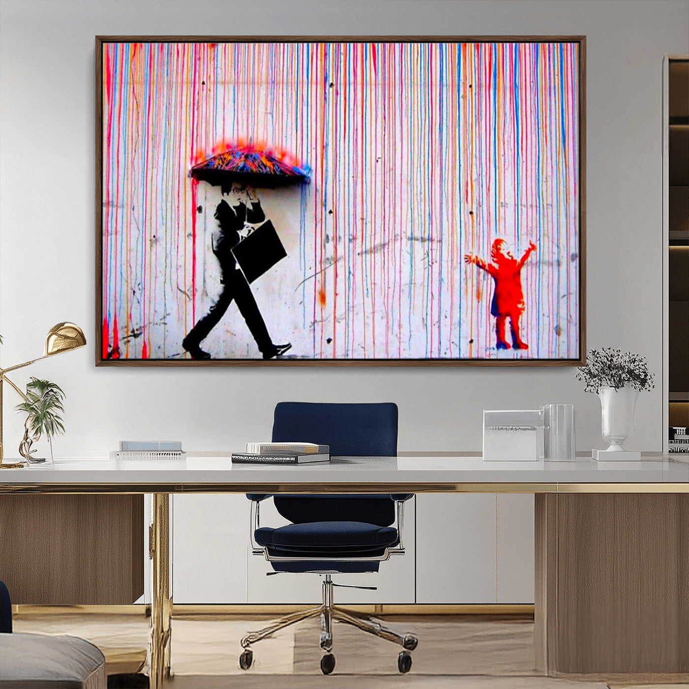 69505-MGV-CV-36X24-Graffiti Girl Wall Art Canvas Print, Framed Urban Contrast Art Picture Print, Vibrant Graffiti Perfect Urban Pop Decor Artwork