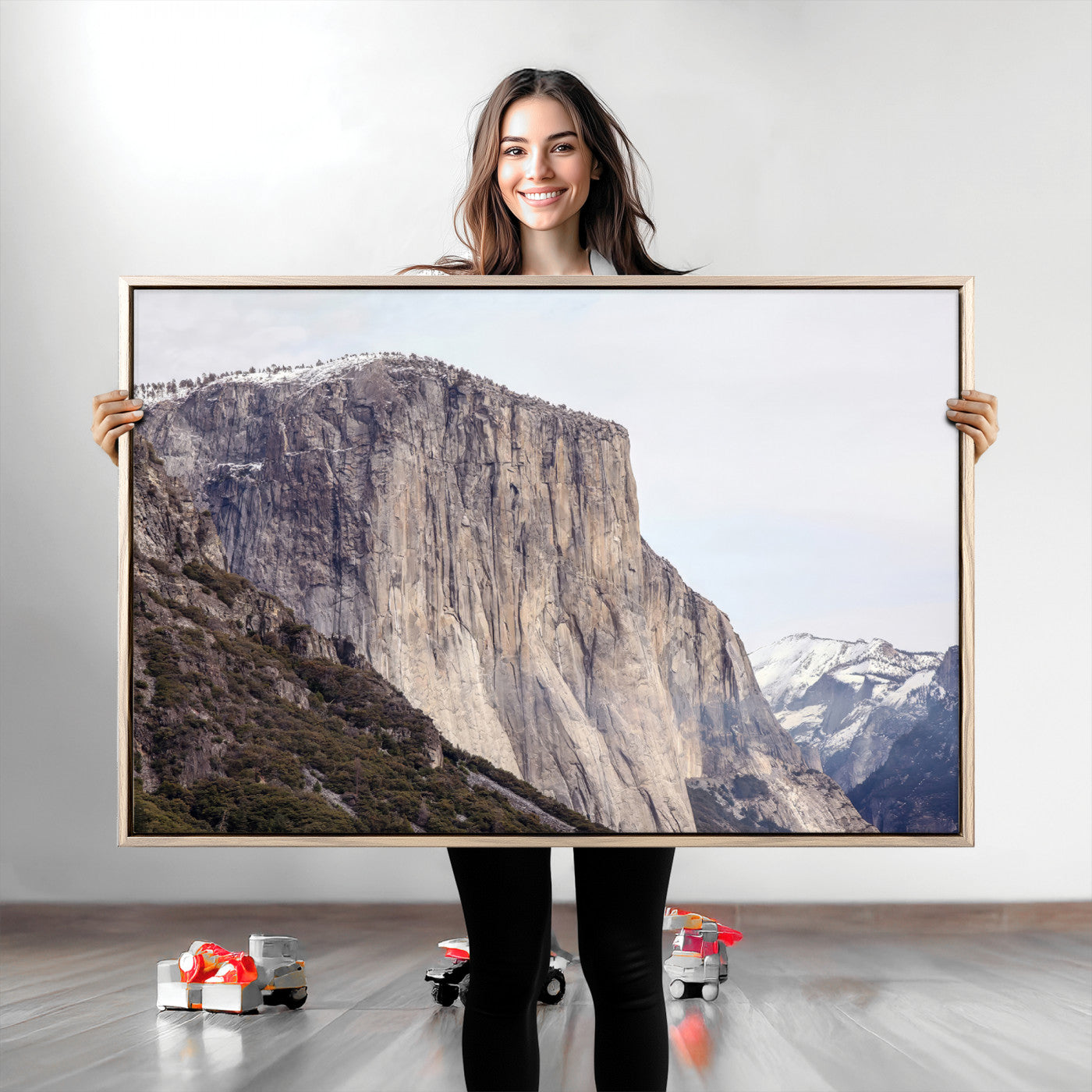 74506434-MGV-CV-36X24-El Capitan Wall Art Canvas Print, Framed Yosemite Cliff Art Picture Print, Sierra Nevada Perfect Sierra Minimalism Decor Artwork