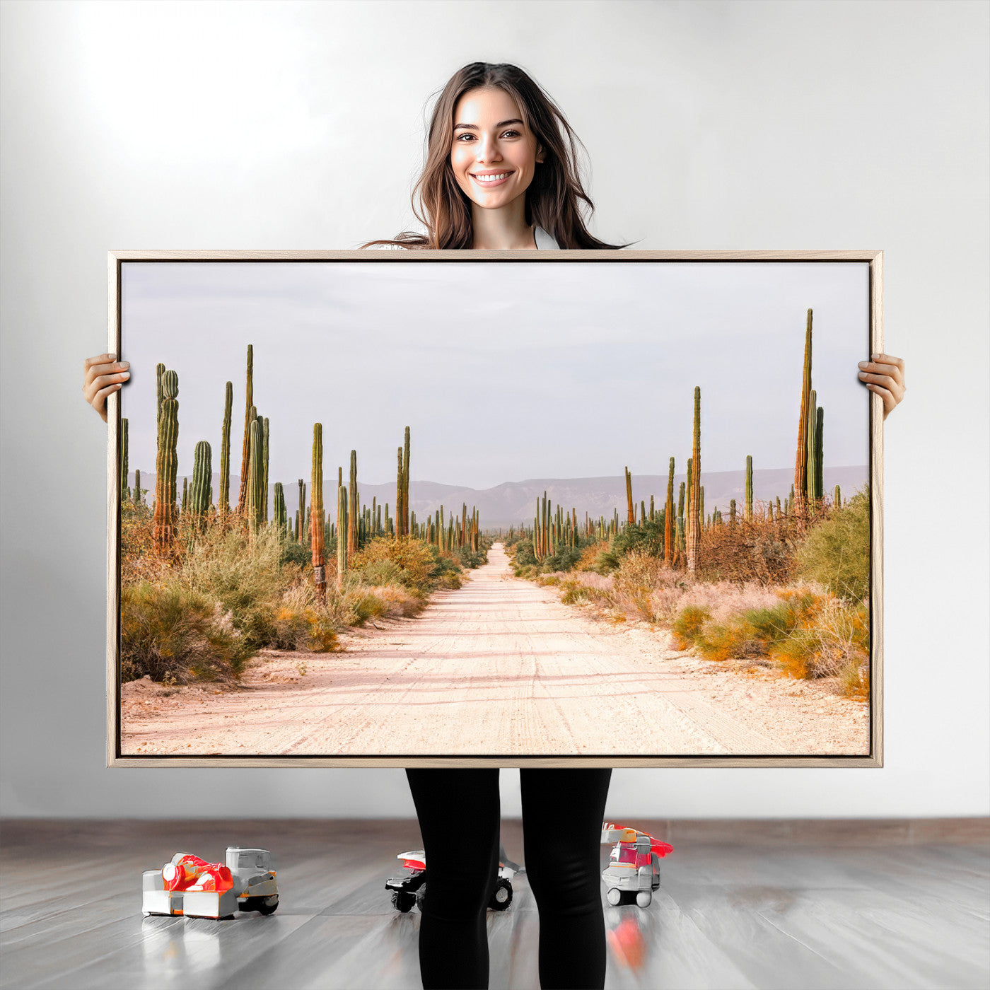 30742780-MGV-CV-36X24-Desert Cactus Wall Art Canvas Print, Framed Southwestern Art Picture Print, Bohemian Western Perfect Southwestern Boho Decor