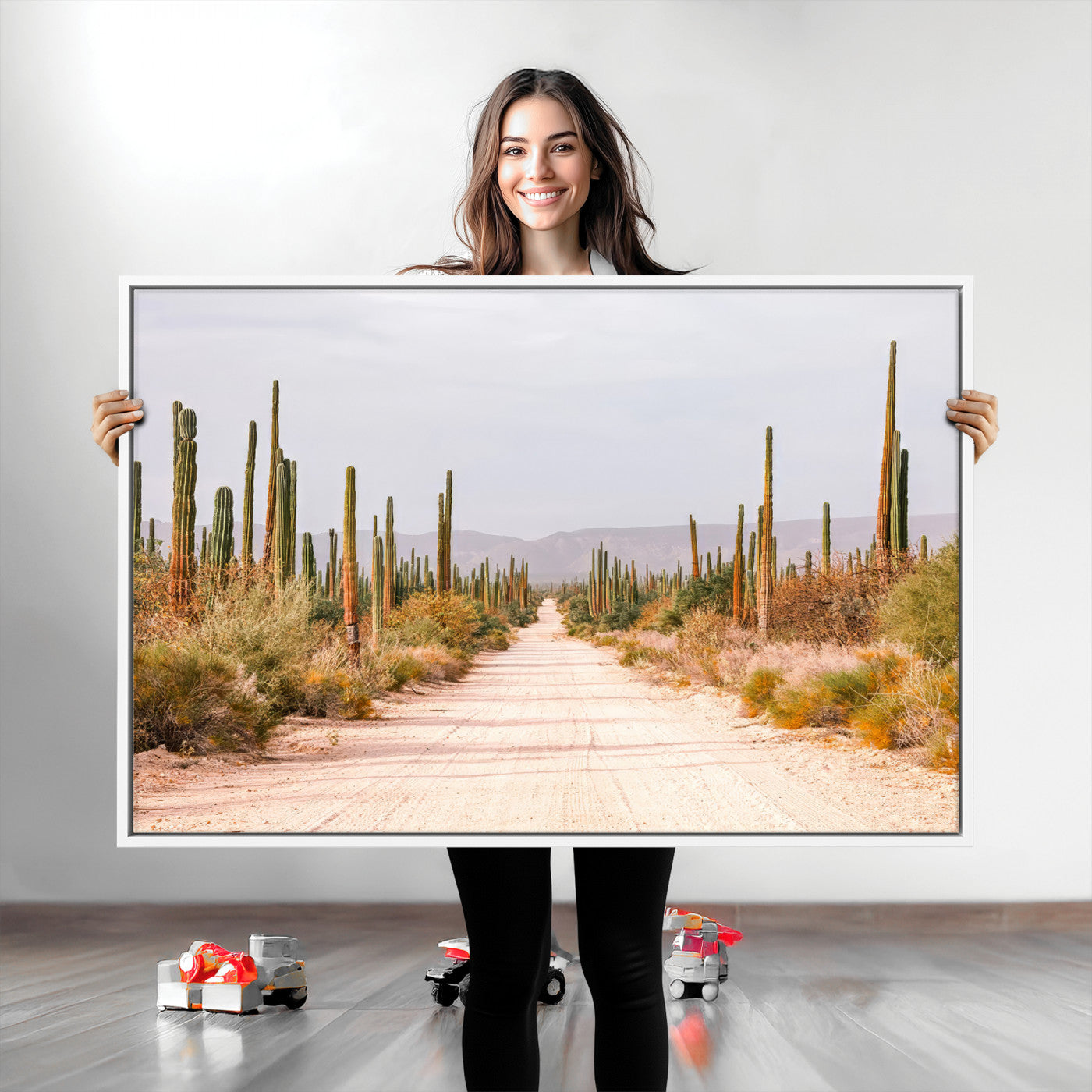 30742780-MGV-CV-36X24-Desert Cactus Wall Art Canvas Print, Framed Southwestern Art Picture Print, Bohemian Western Perfect Southwestern Boho Decor