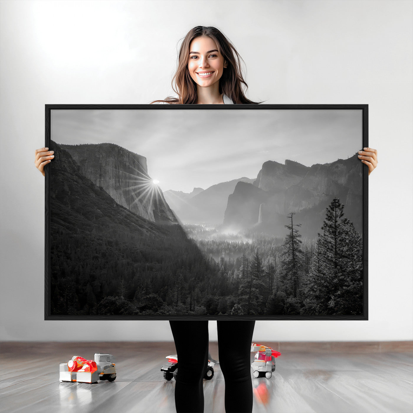 39278955-MGV-CV-36X24-Yosemite Valley Wall Art Canvas Print, Framed El Capitan Art Picture Print, Misty Mountain Perfect Modern Rustic Decor Artwork