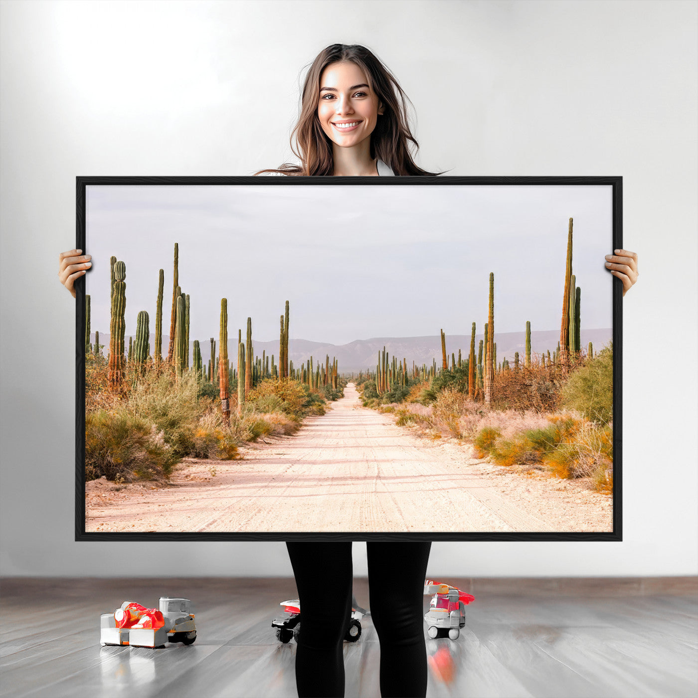 30742780-MGV-CV-36X24-Desert Cactus Wall Art Canvas Print, Framed Southwestern Art Picture Print, Bohemian Western Perfect Southwestern Boho Decor