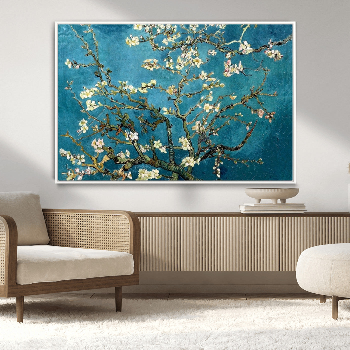 91714-MGV-CV-36X24-Almond Blossoms Wall Art – Handcrafted Van Gogh Inspired Floral Canvas Print, Beautiful Nature Decor for Living Room, Bedroom, or