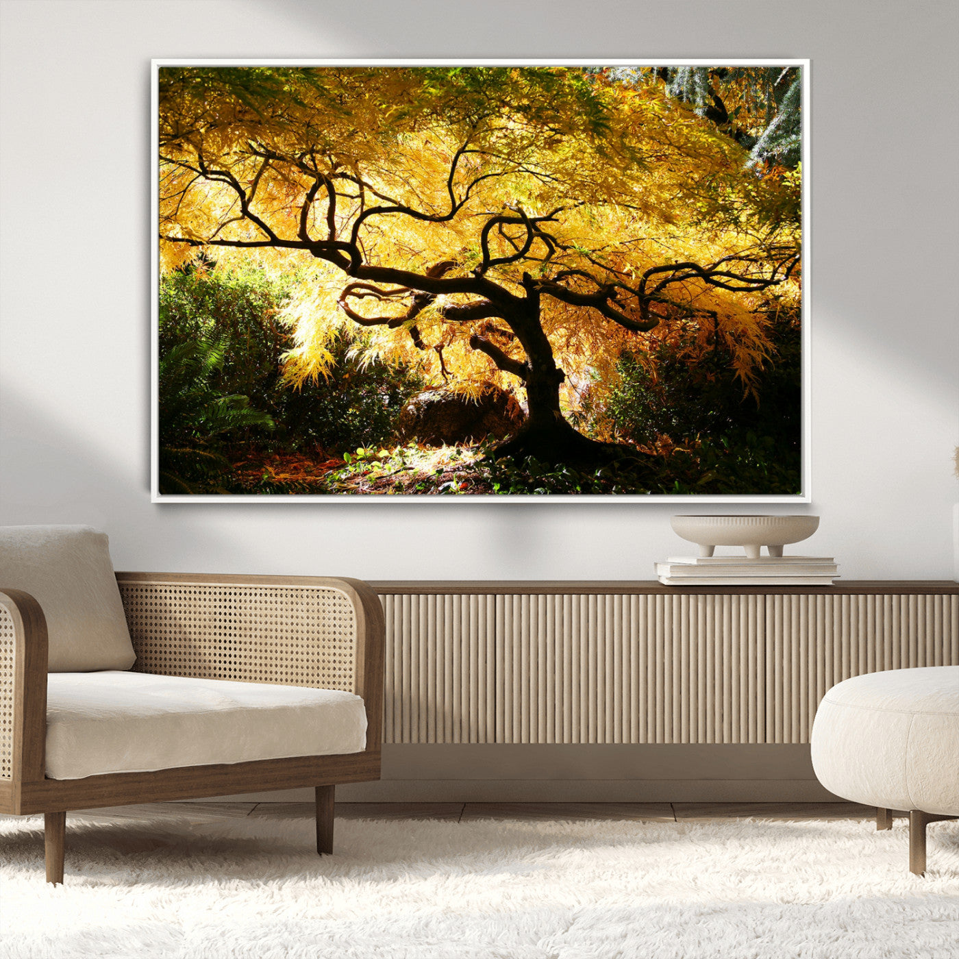 19067-MGV-CV-36X24-Golden Canopy Wall Art – Panoramic Autumn Tree Canvas Print, Warm Seasonal Decor for Living Room, Office or Garden Space