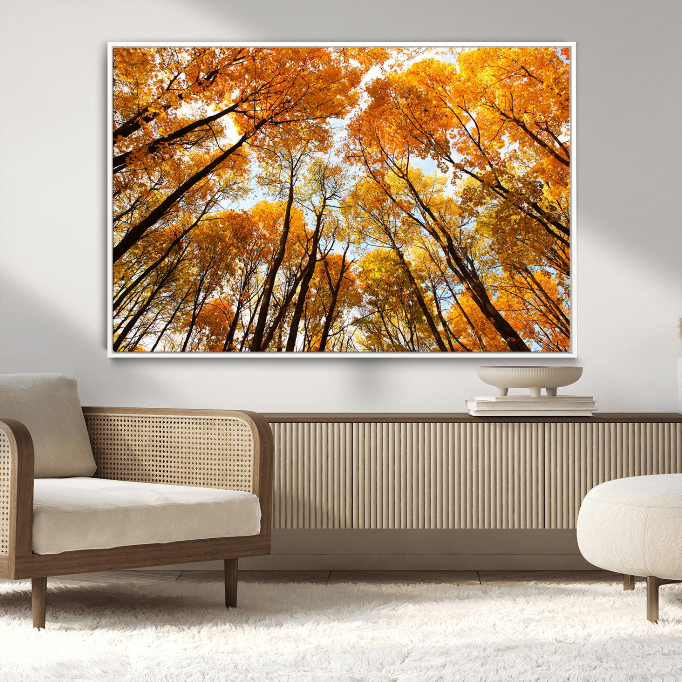 11823-MGV-CV-36X24-Golden Autumn Tree Canopy Wall Art – Stunning Fall Forest Leaves Print, Warm Seasonal Nature Decor for Home, Office or Cabin